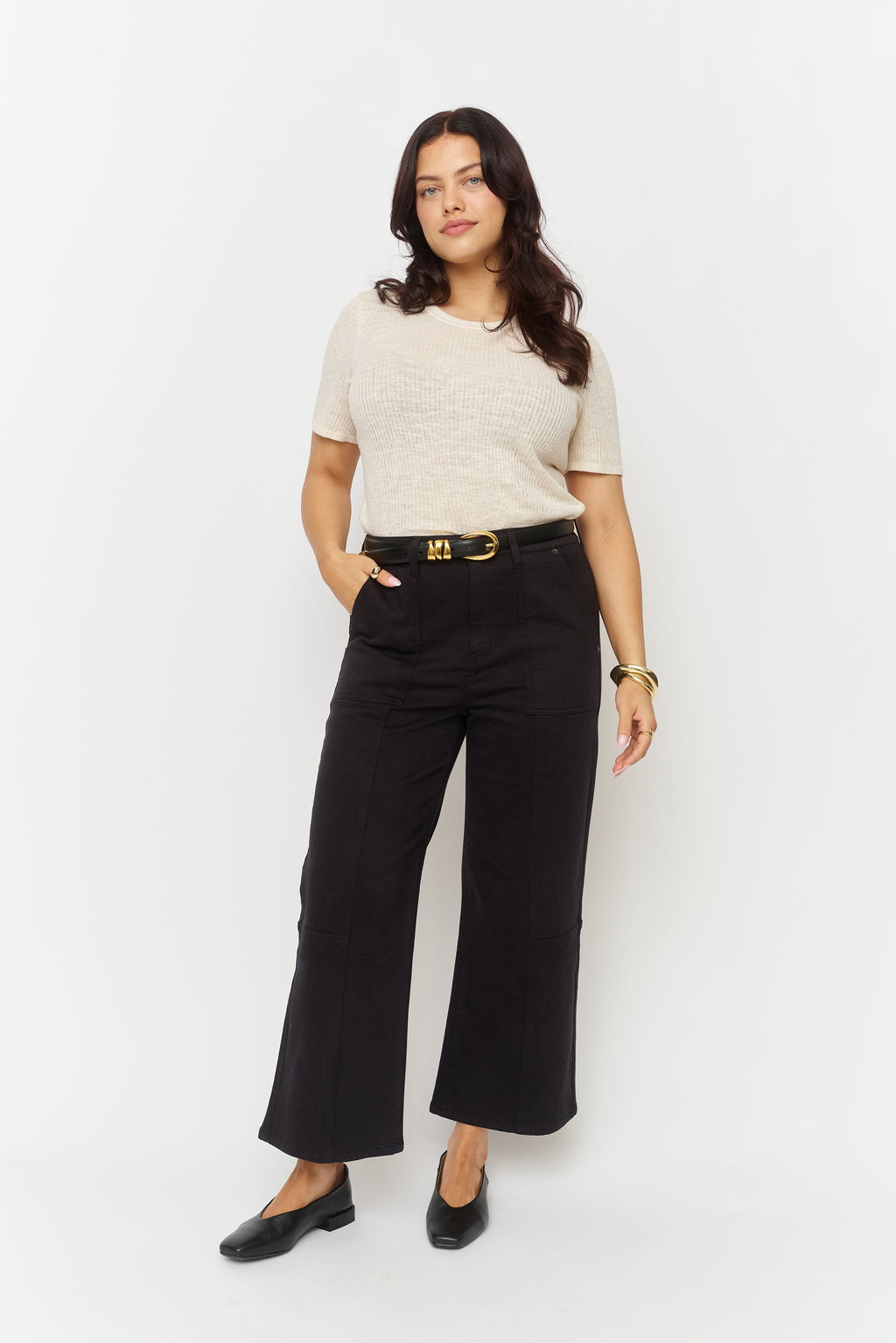 Lawson Wide Leg High Rise Ankle Crop Sculpt+ Black Overdye
