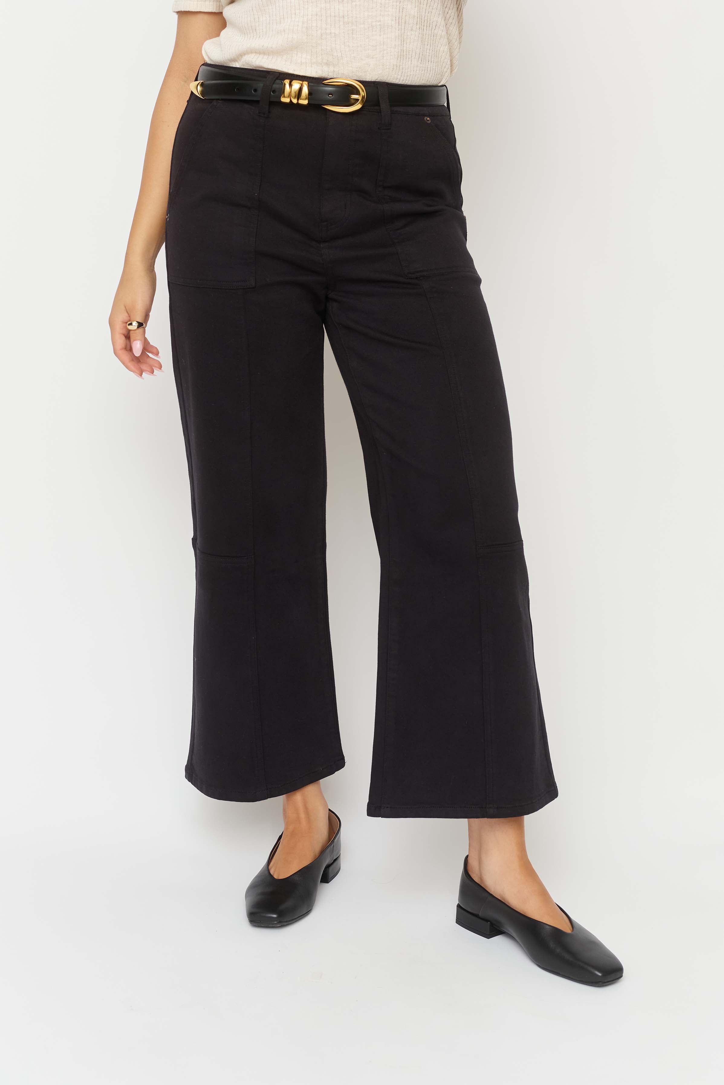 Lawson Wide Leg High Rise Ankle Crop Sculpt+ Black Overdye