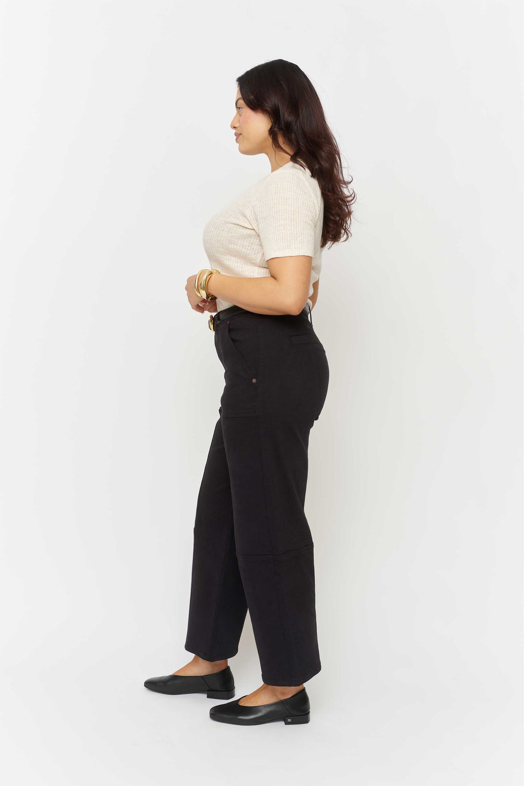 Lawson Wide Leg High Rise Ankle Crop Sculpt+ Black Overdye