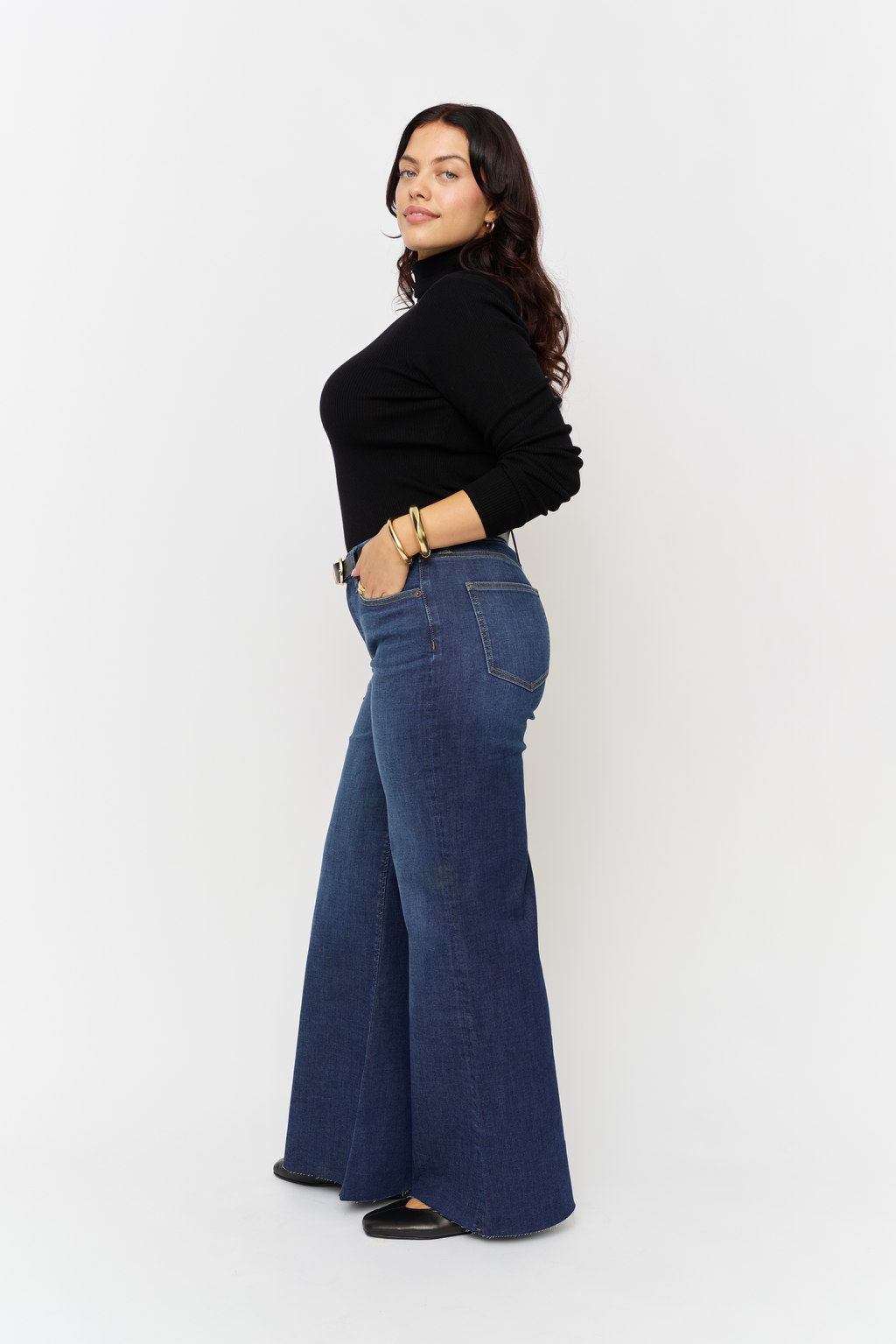 Crawford Mid Rise Fitted Wide Leg Sculpt+ Dark Worn
