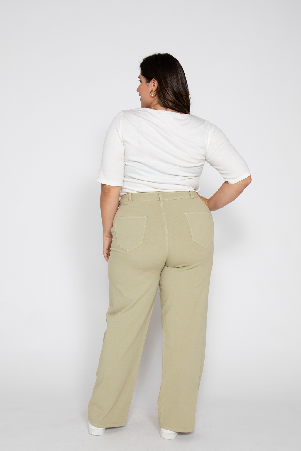 Flora Stretch Trouser Wide Leg High Rise Lint