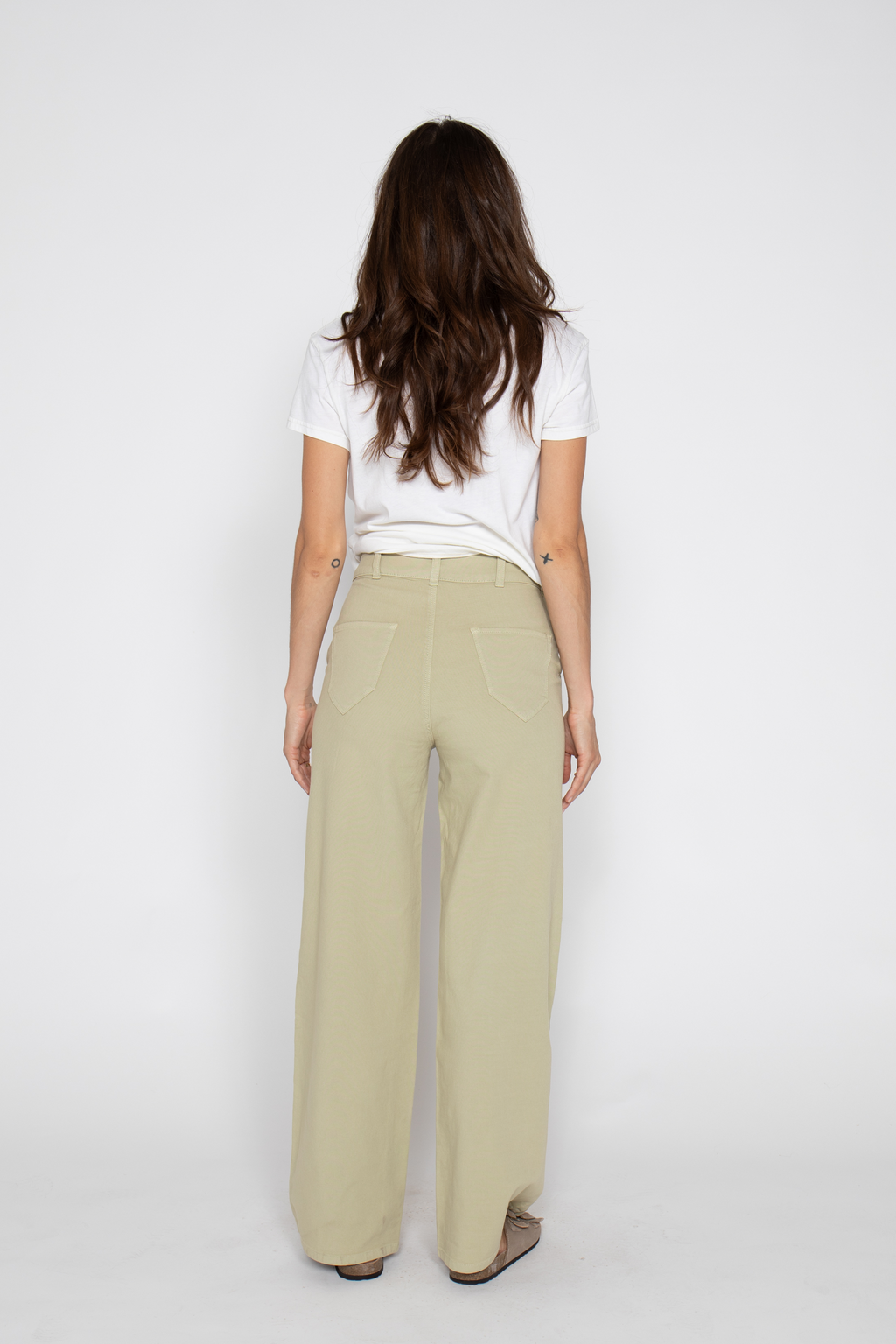 Flora Stretch Trouser Wide Leg High Rise Lint