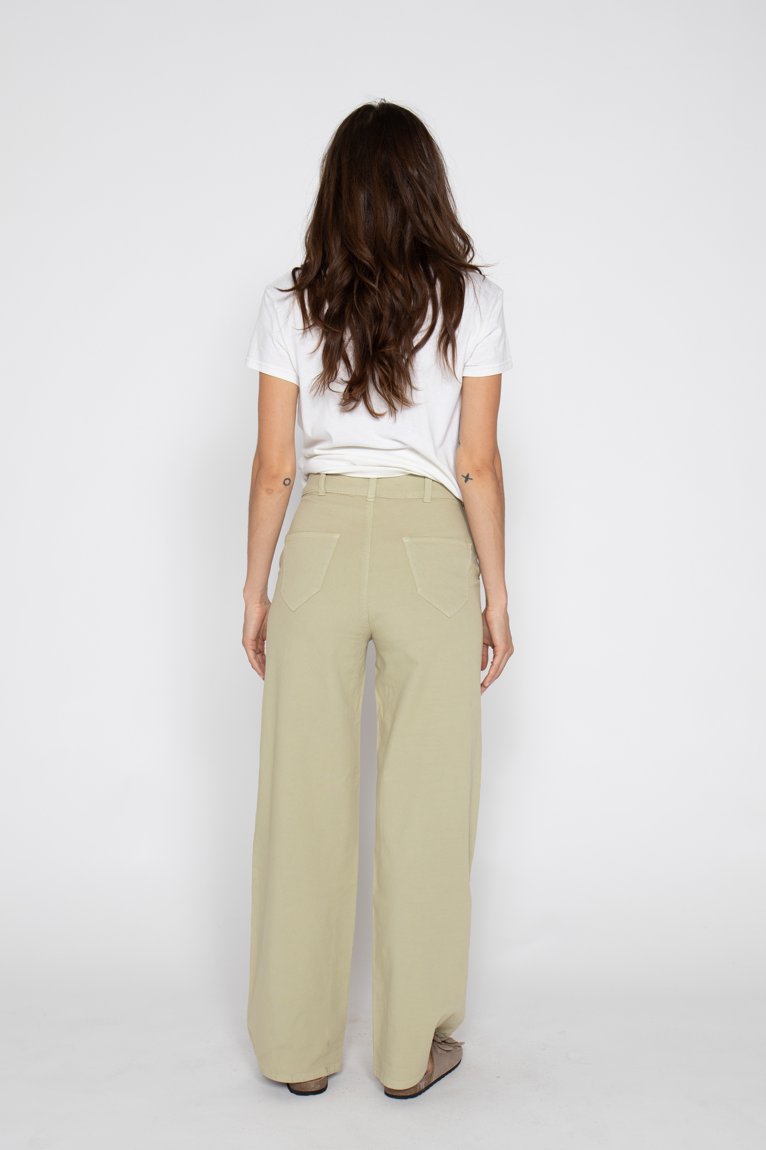 Flora Stretch Trouser Wide Leg High Rise Lint