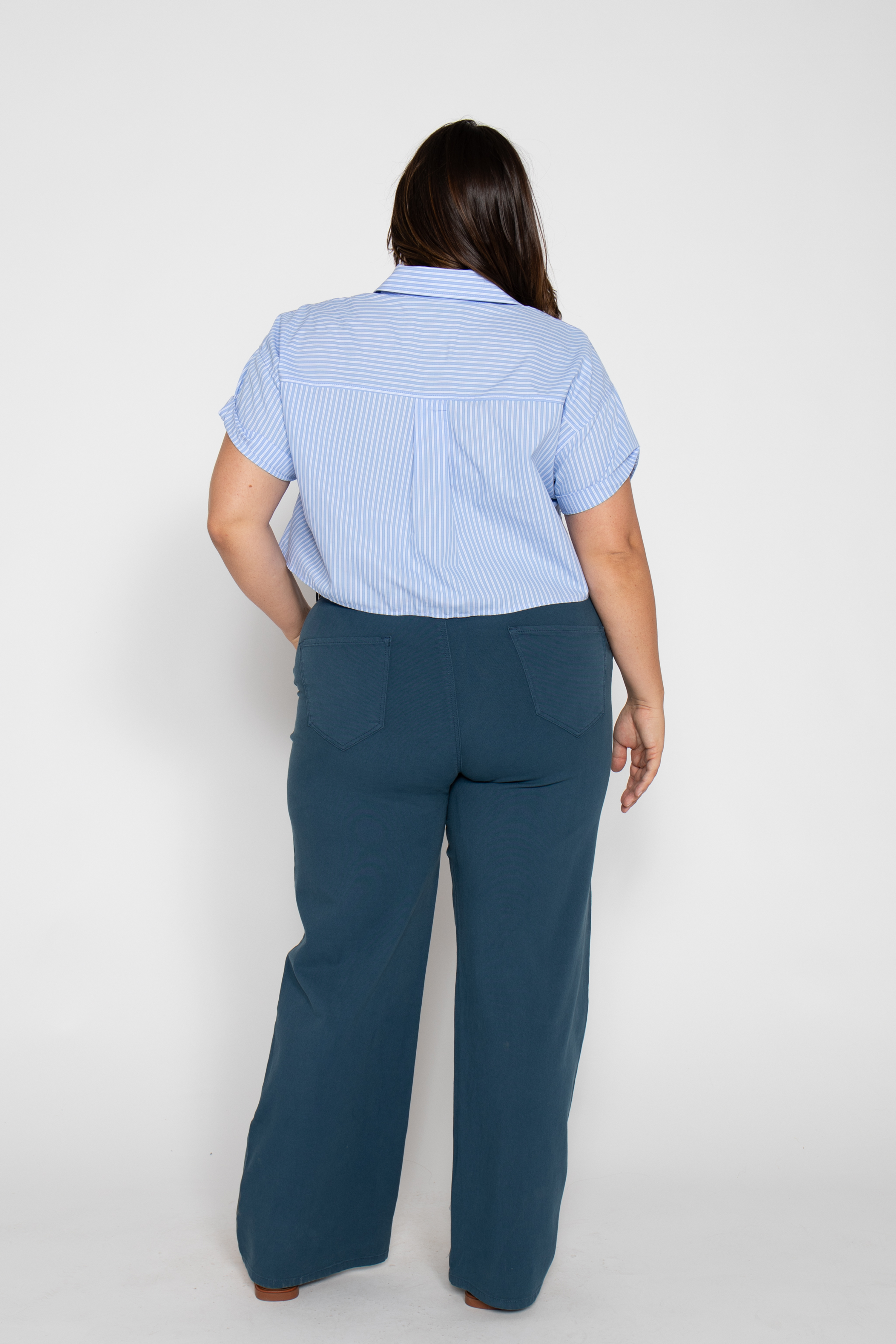 Flora Stretch Trouser Wide Leg High Rise Majolica Blue