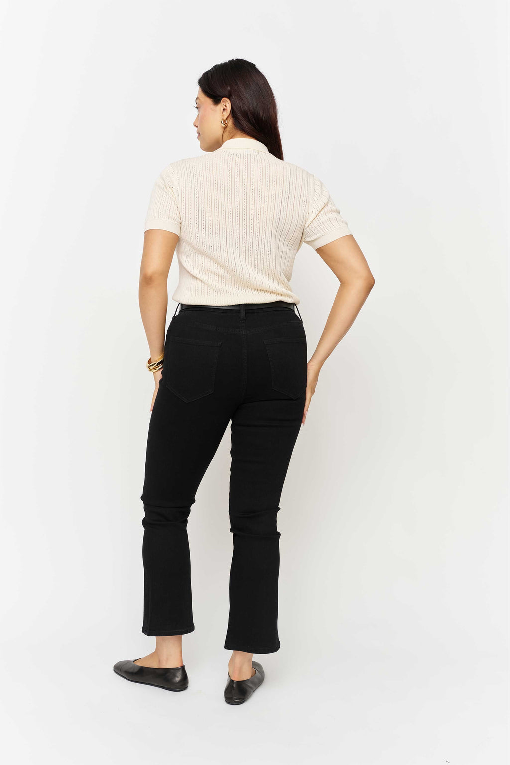 Palmer Mid Rise Crop Kick Flare Sculpt+ Jet Black