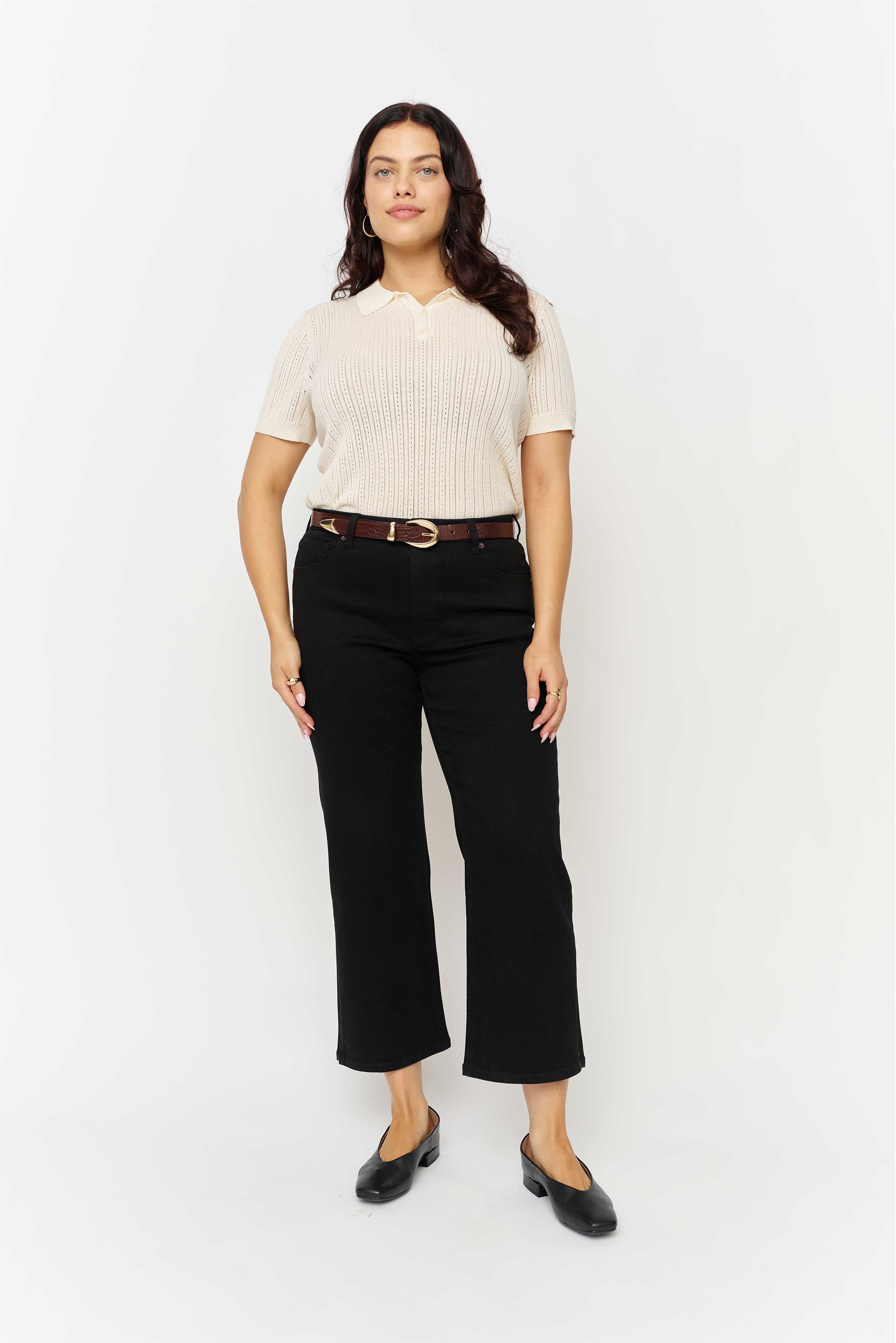 Addington Mid Rise Wide Leg Crop Sculpt+ Jet Black
