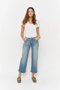 Addington Mid Rise Wide Leg Crop Sculpt+ True Blue Worn