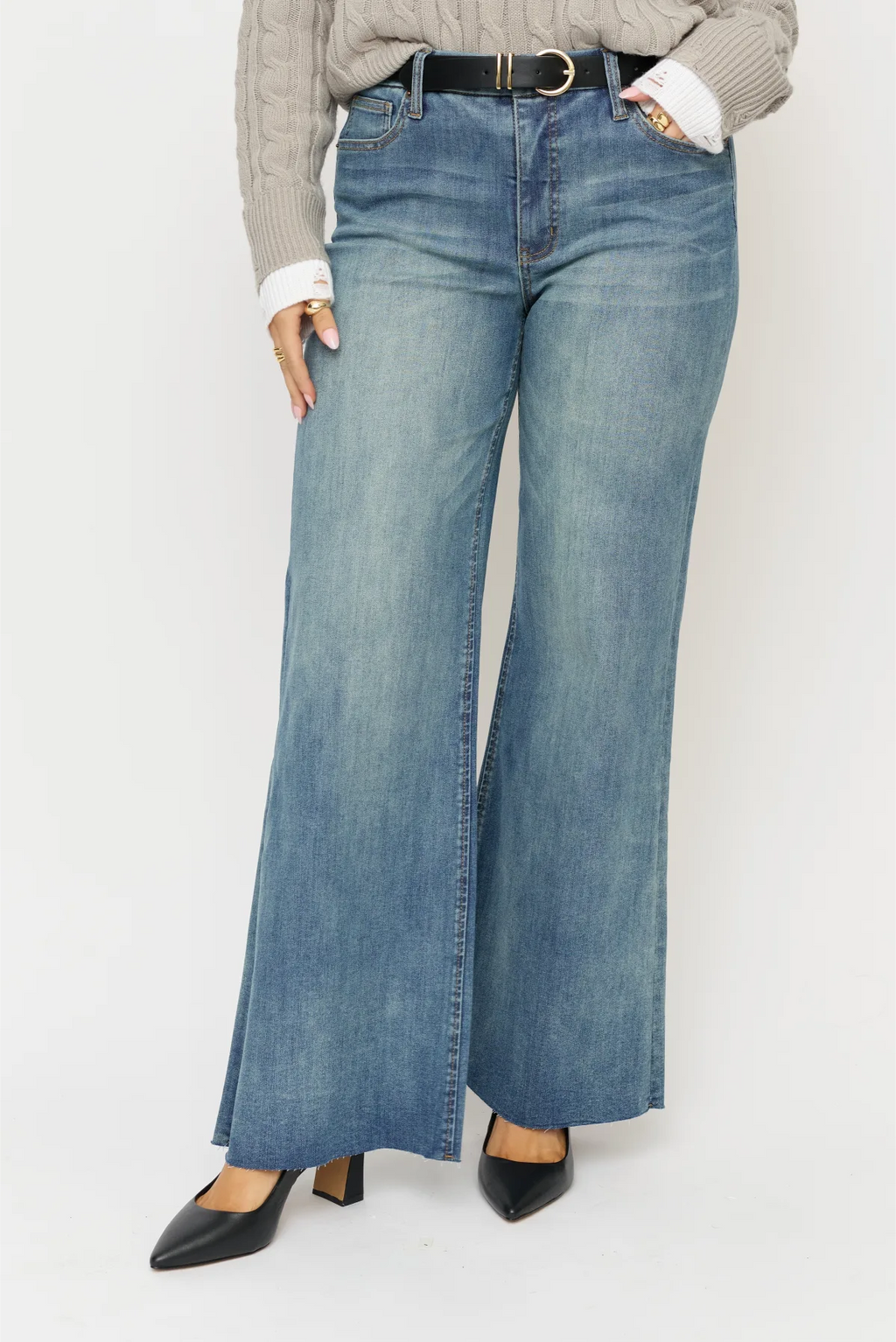 Crawford Mid Rise Fitted Wide Leg Sculpt+ Vintage Denim Indigo