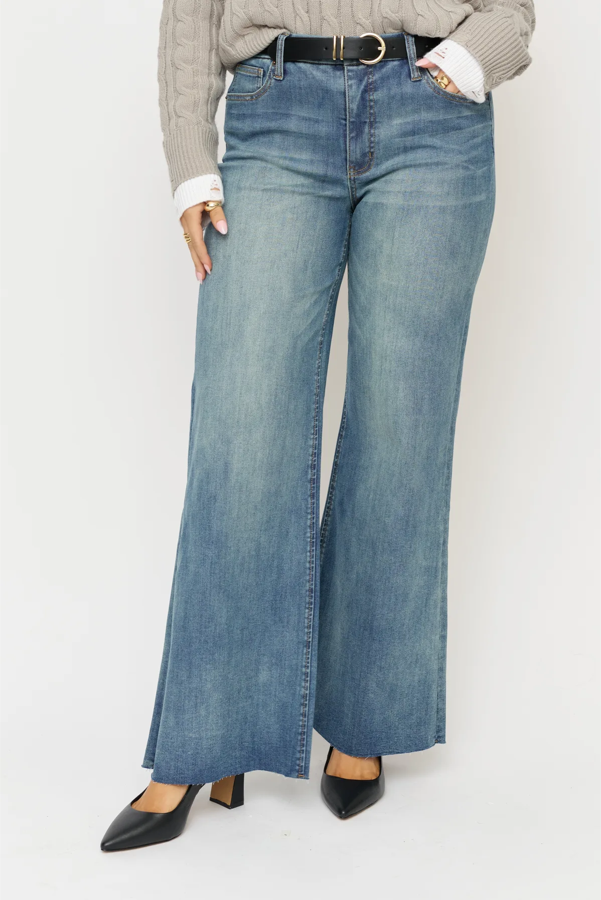 Crawford Mid Rise Fitted Wide Leg Sculpt+ Vintage Denim Indigo