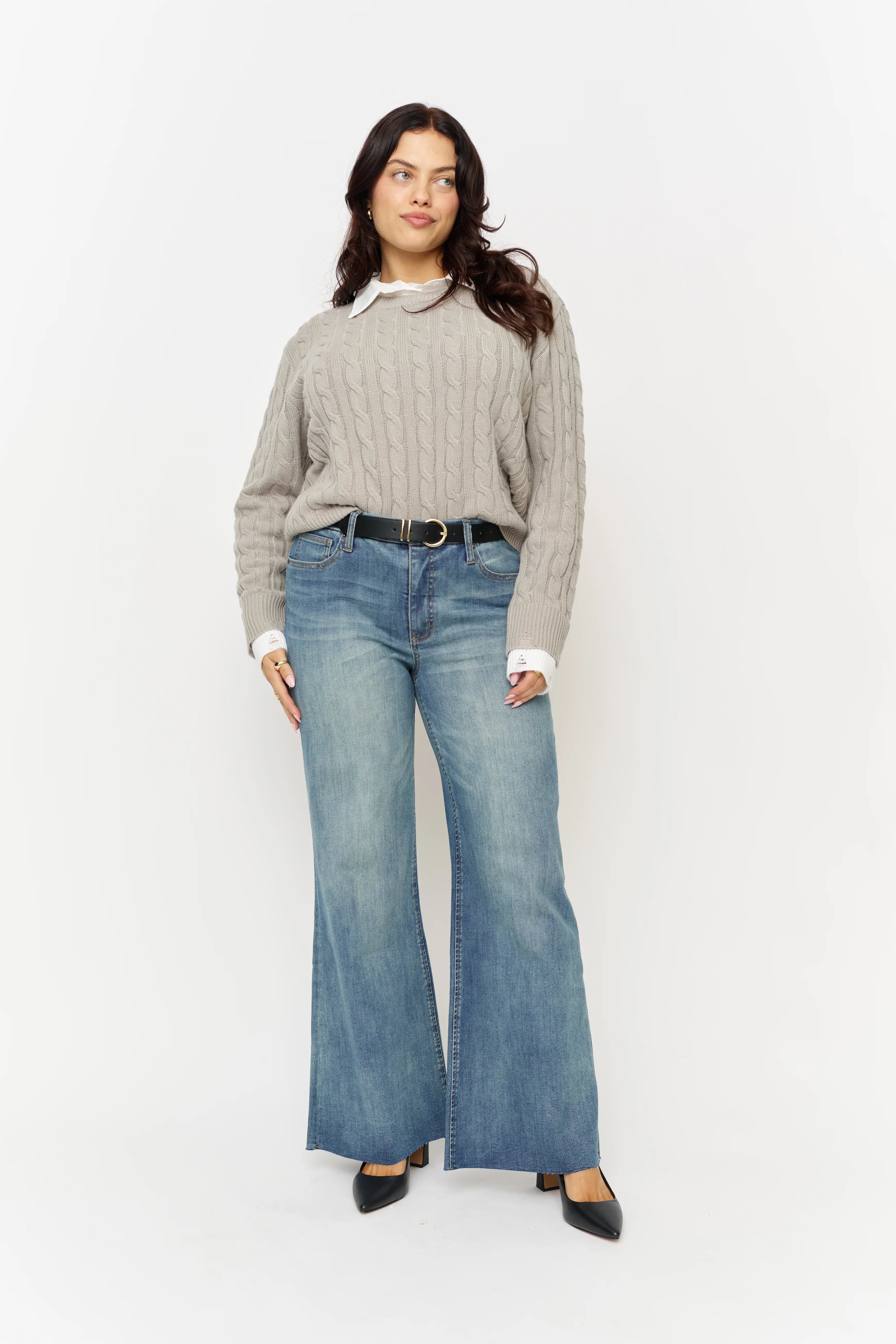 Crawford Mid Rise Fitted Wide Leg Sculpt+ Vintage Denim Indigo