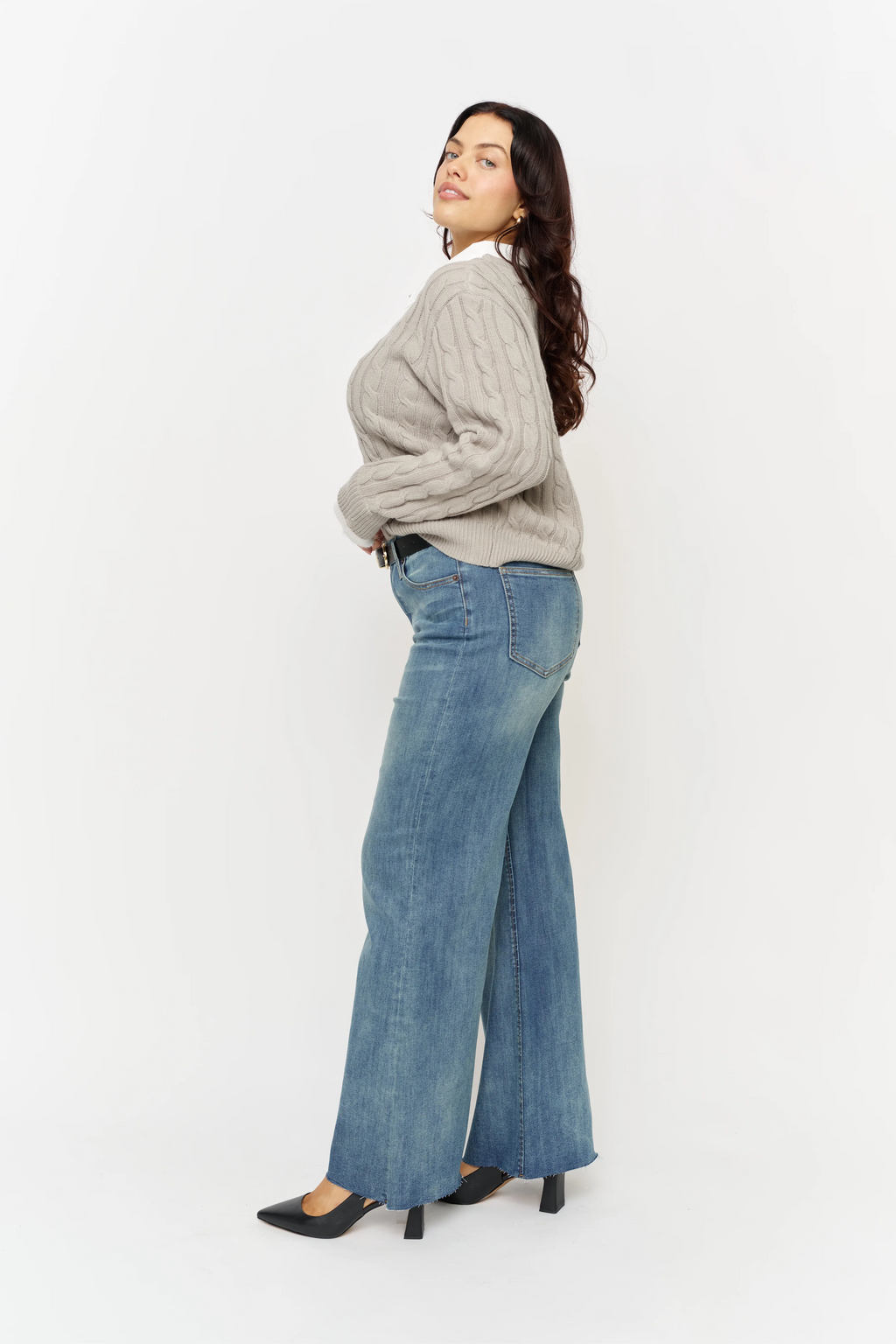 Crawford Mid Rise Fitted Wide Leg Sculpt+ Vintage Denim Indigo