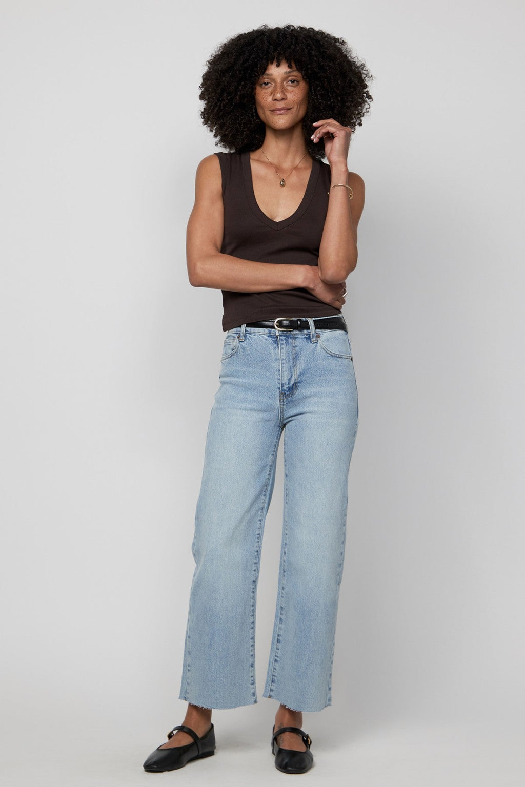 Aberdeen High Rise Wide Leg Light Indigo Worn