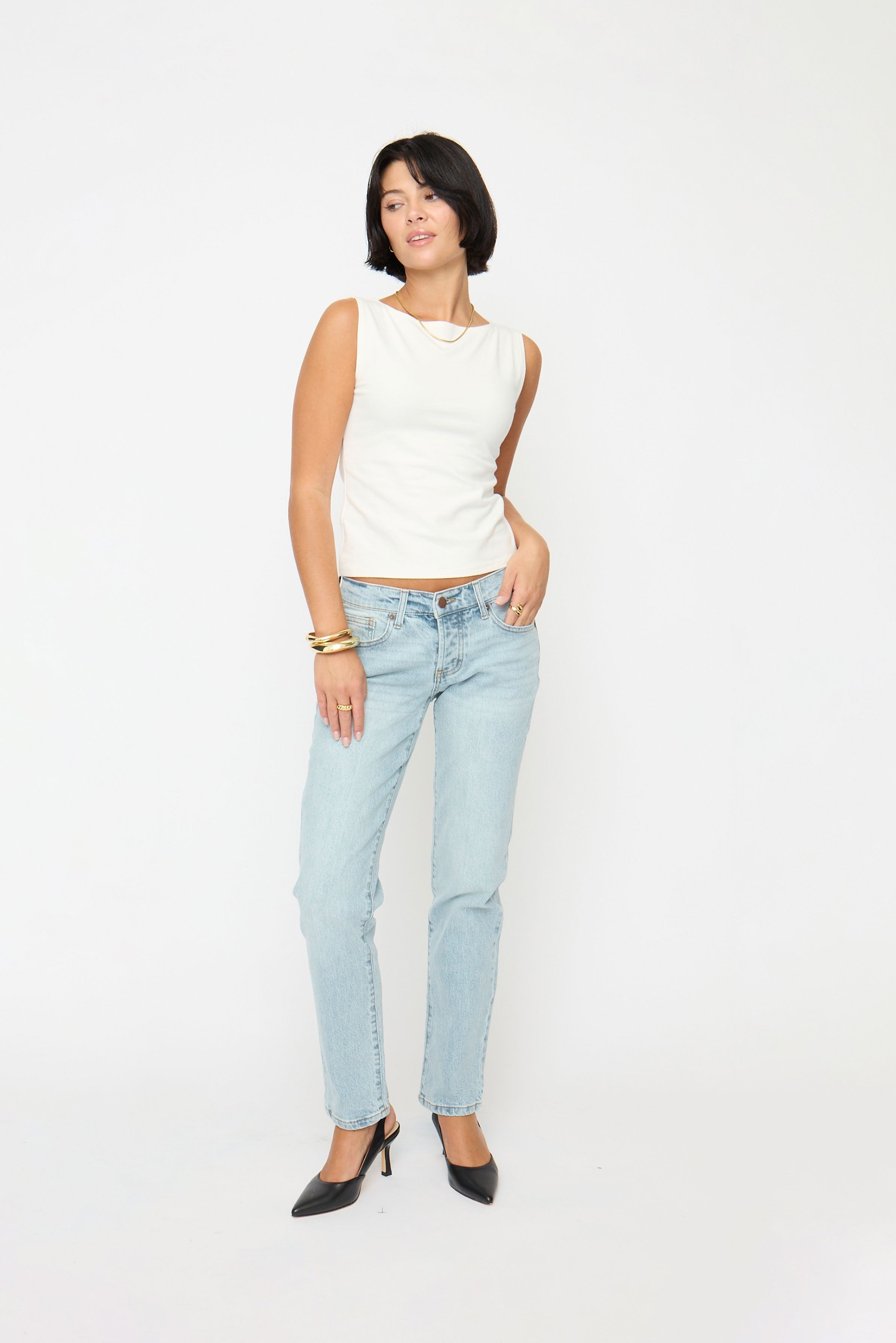 Chester Low Rise Slim Straight Light Indigo Worn
