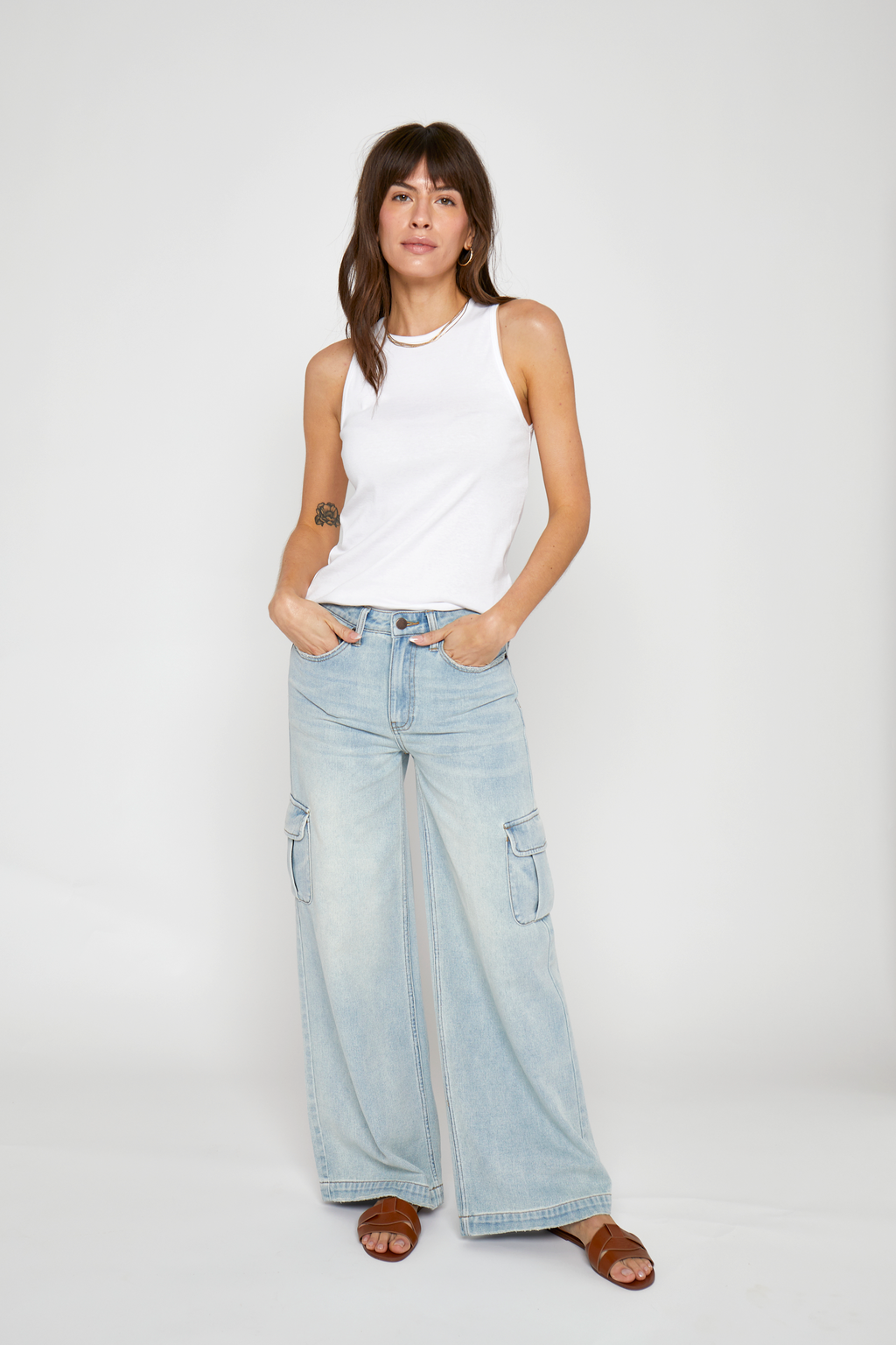 Madison Cargo Mid Rise Wide Leg Hotel California