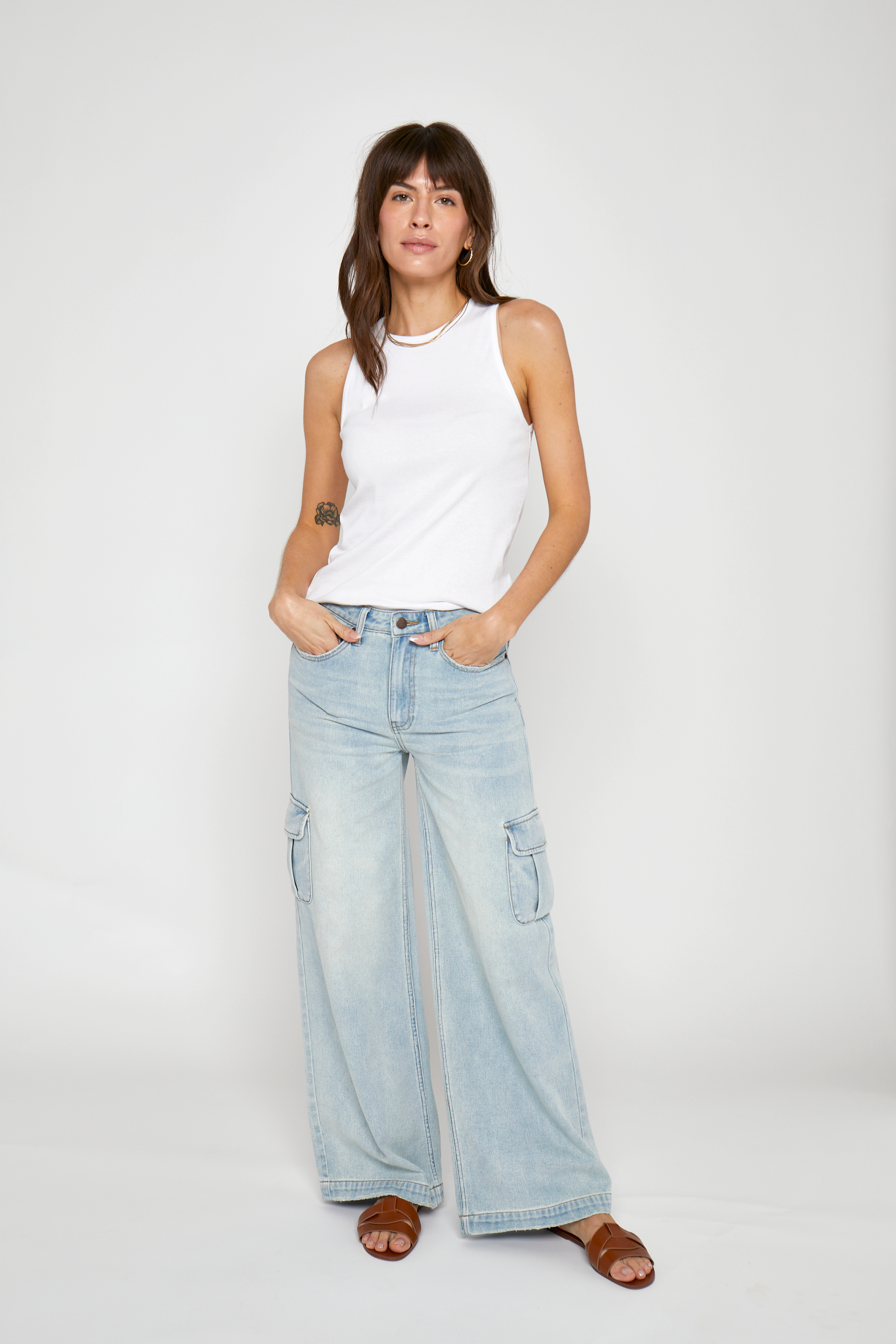 Madison Cargo Mid Rise Wide Leg Hotel California