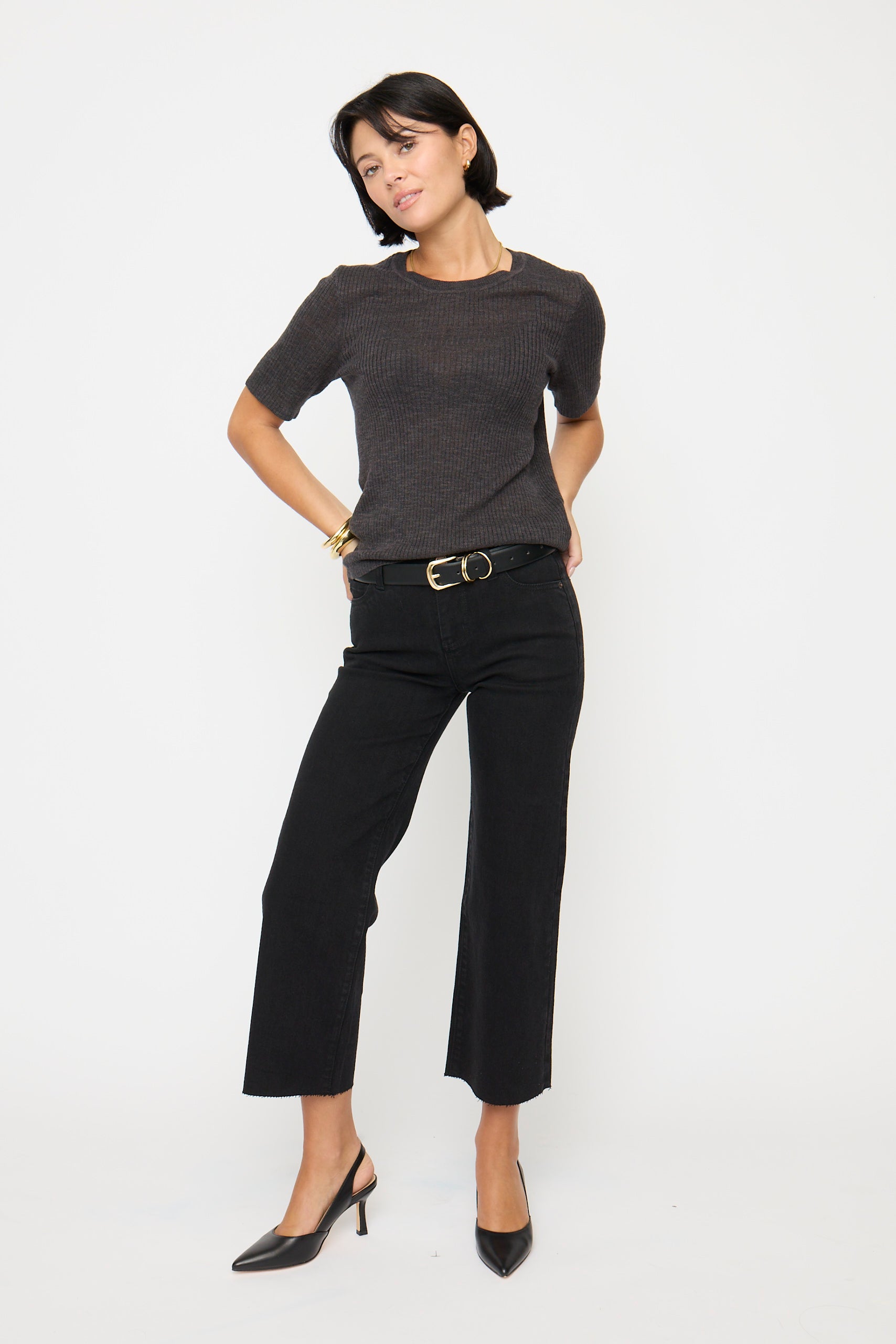Aberdeen High Rise Wide Leg Crop Black