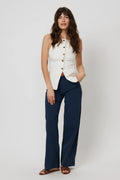 Flora Stretch Trouser Wide Leg High Rise Majolica Blue