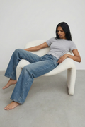 Winston Low Rise Wide Leg Crop True Blue Worn