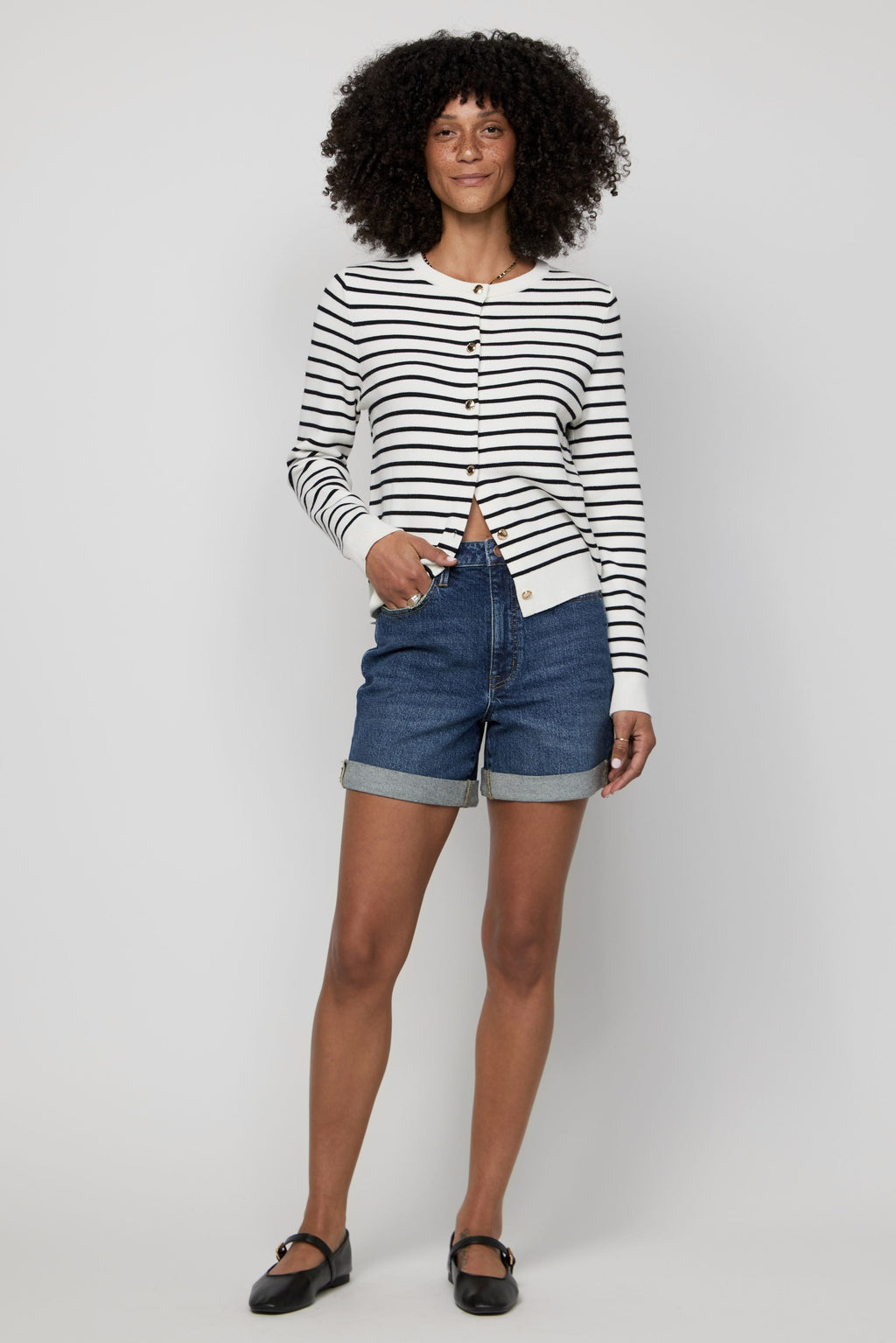 Baxter Rolled Short High Rise Indigo Worn