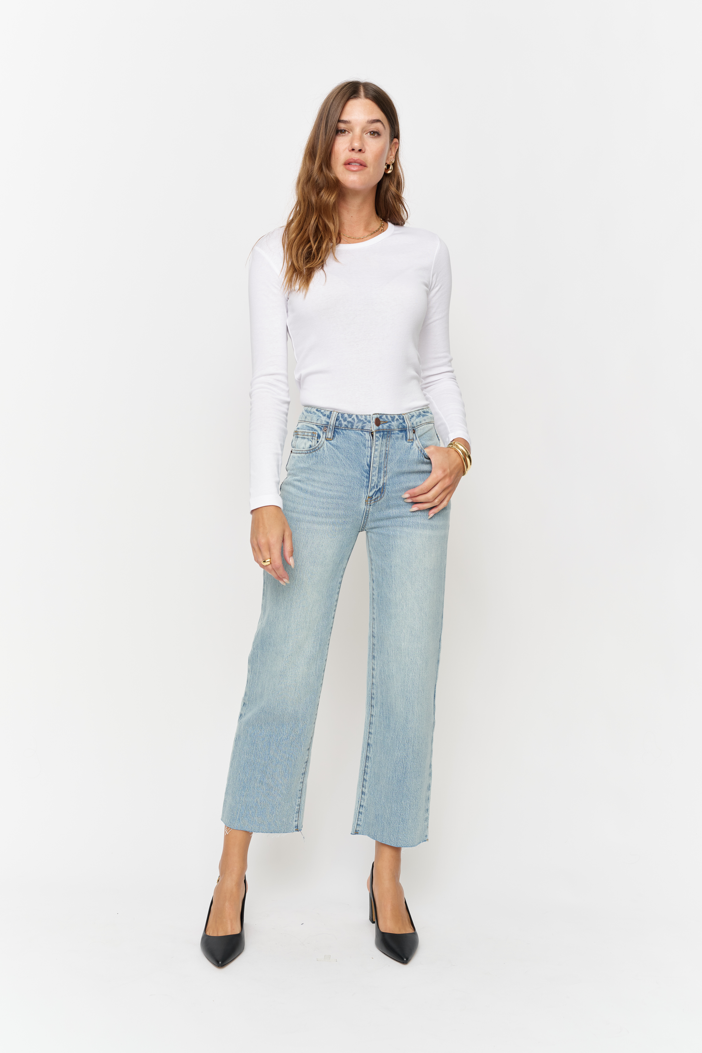 Aberdeen High Rise Wide Leg Light Indigo Worn