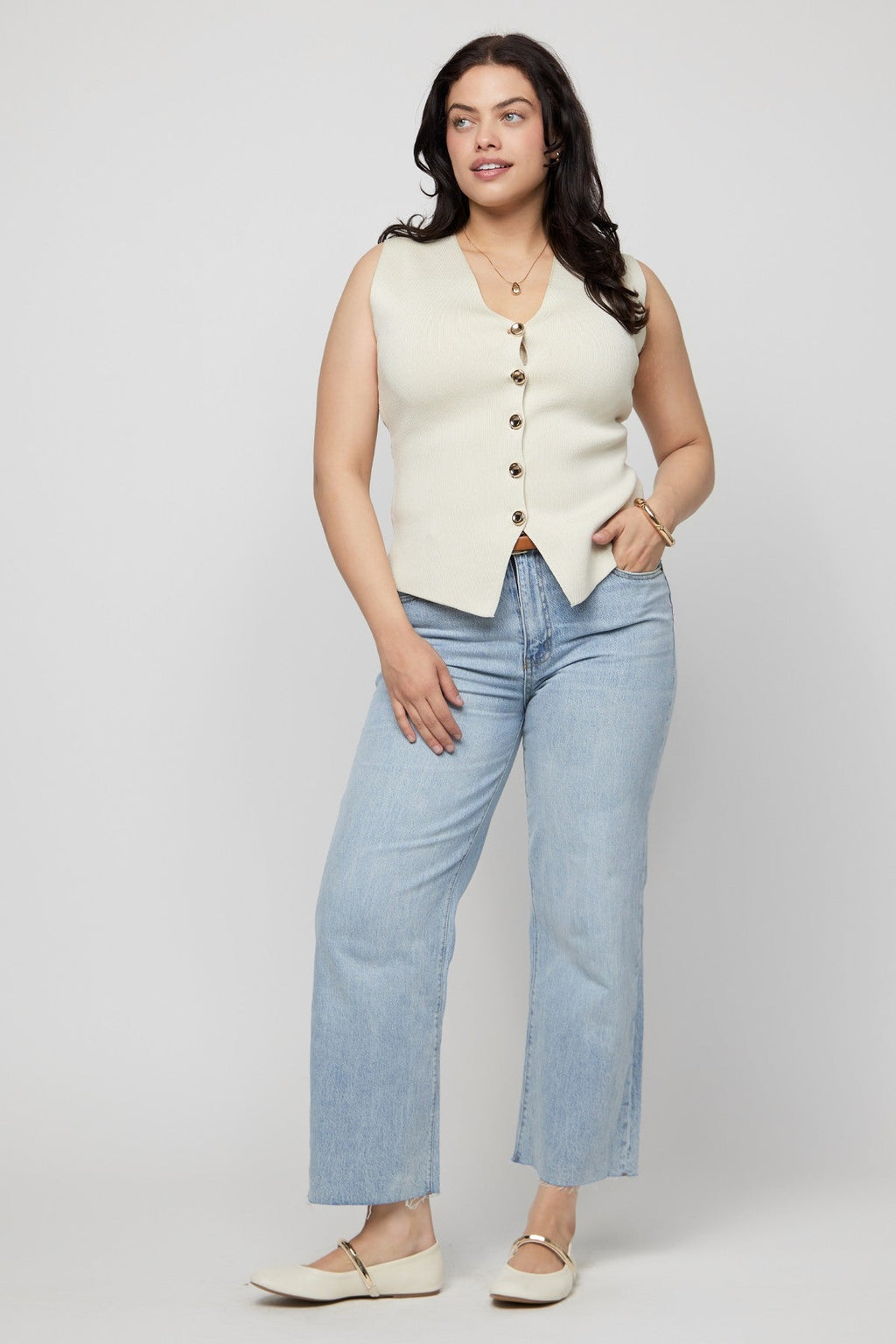Aberdeen High Rise Wide Leg Light Indigo Worn
