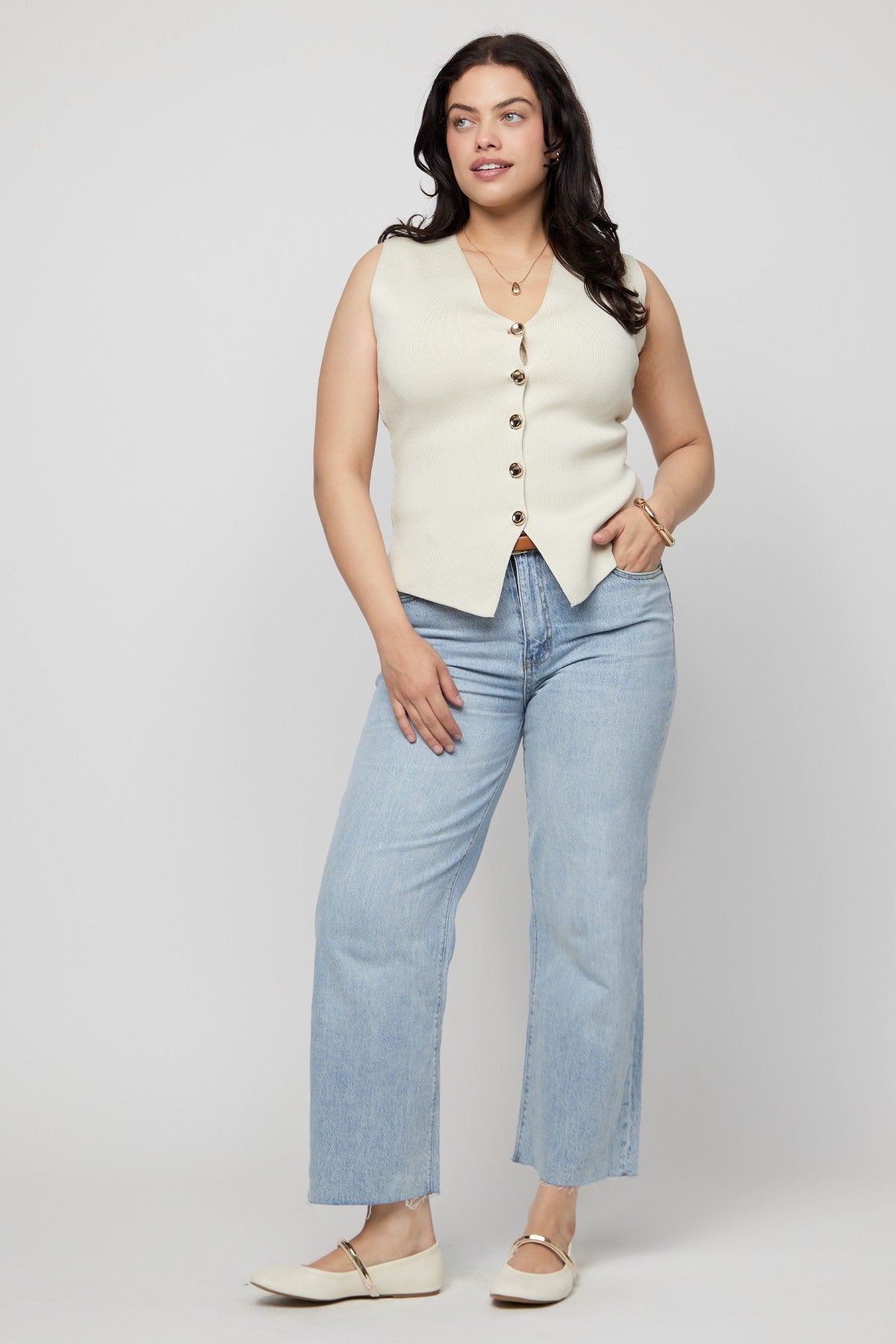 Aberdeen High Rise Wide Leg Light Indigo Worn