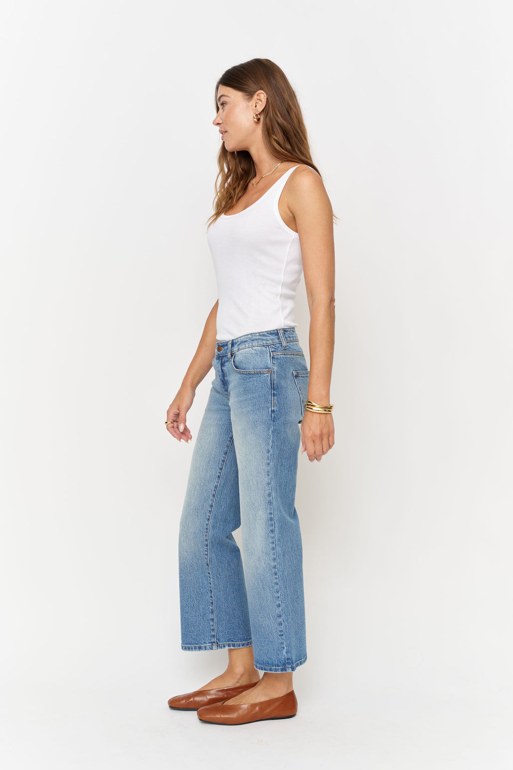 Evelyn Low Rise Wide Leg Crop Classic Worn Indigo