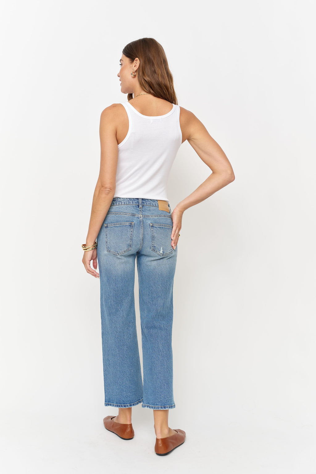 Evelyn Low Rise Wide Leg Crop Classic Worn Indigo