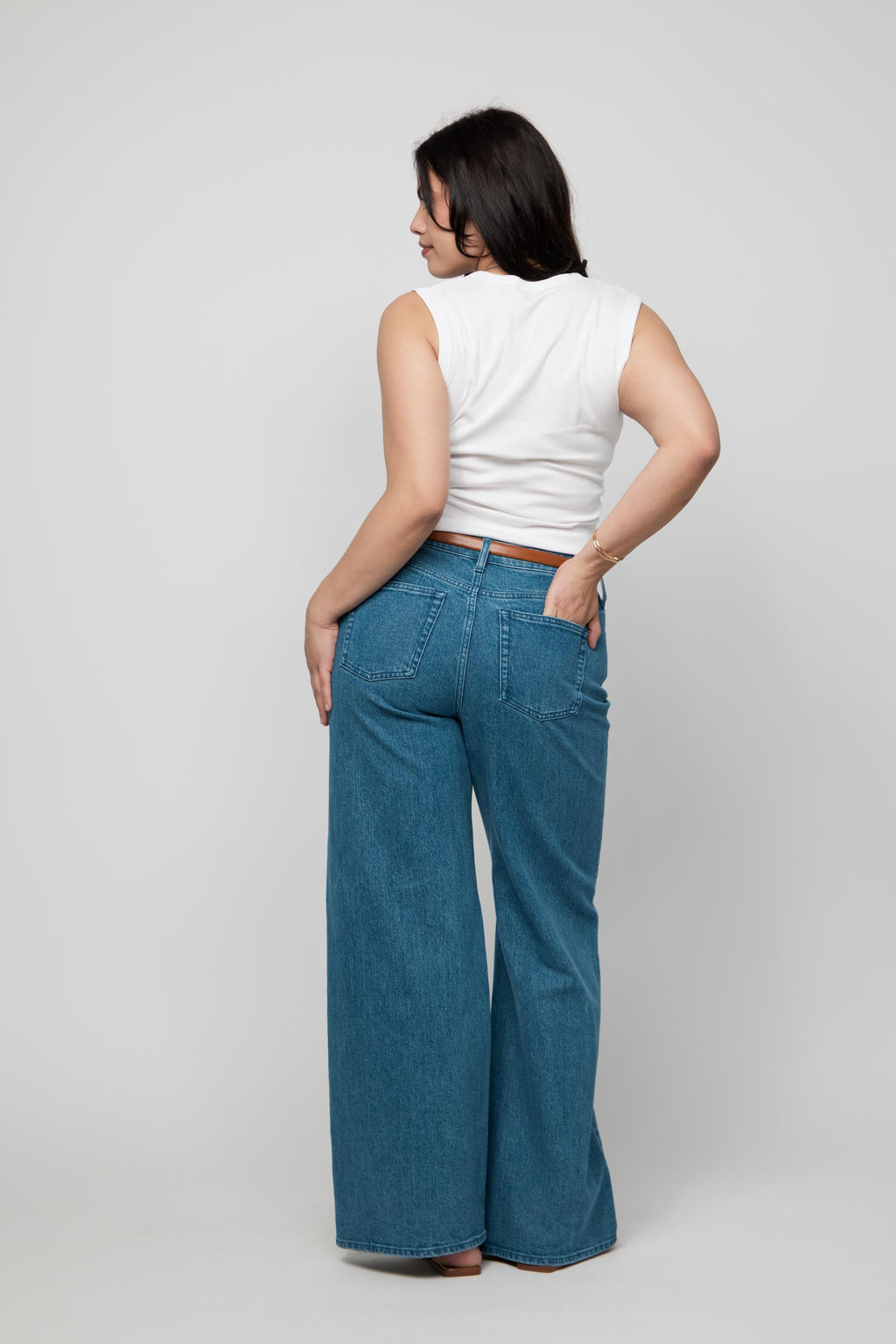 Andrews High Rise Extra Wide Leg Medium Blue Green