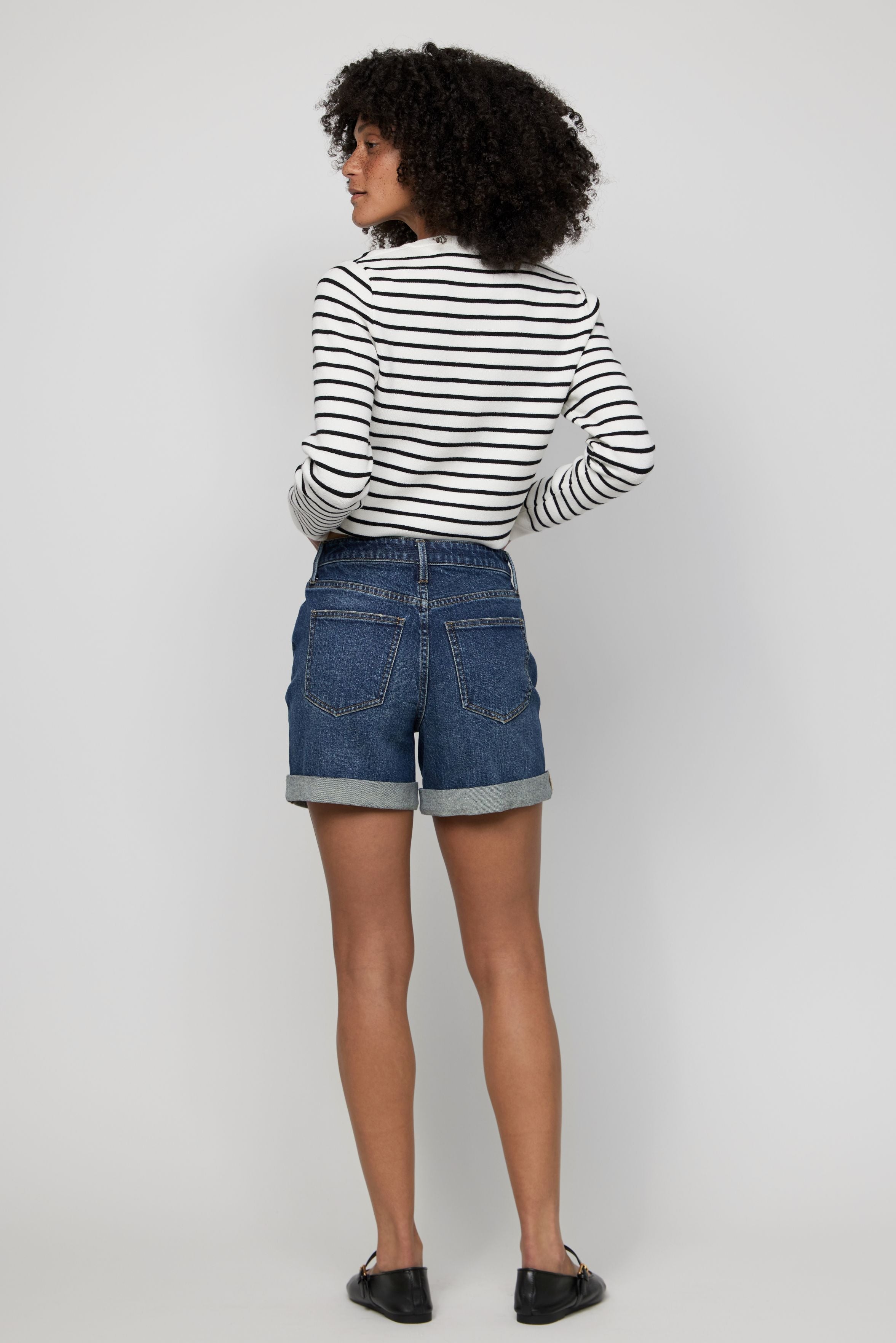 Baxter Rolled Short High Rise Indigo Worn