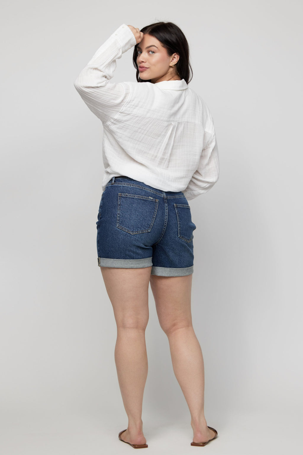 Baxter Rolled Short High Rise Indigo Worn