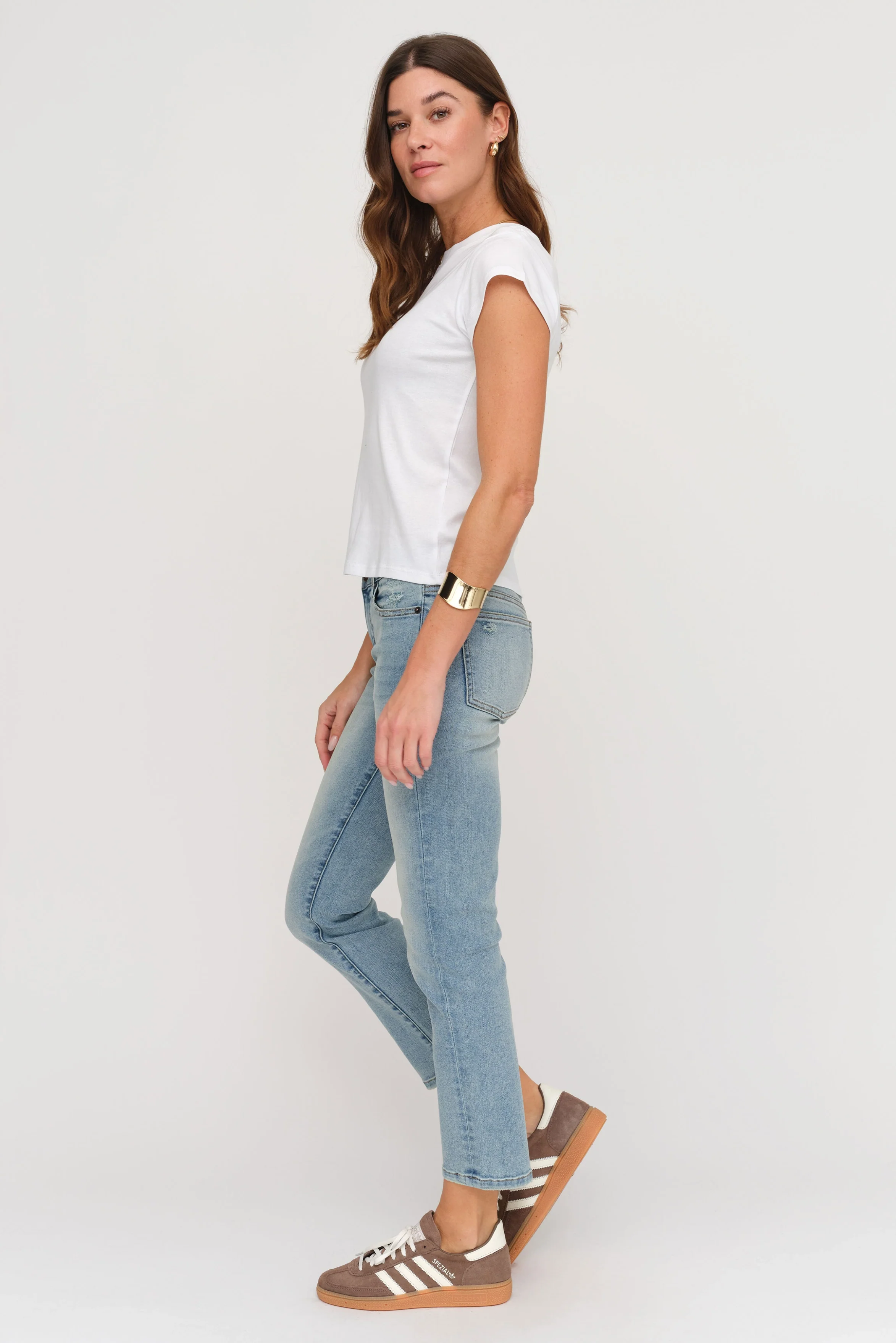 Preston Mid Rise Slim Straight Ankle Sculpt+ Light Worn Vintage