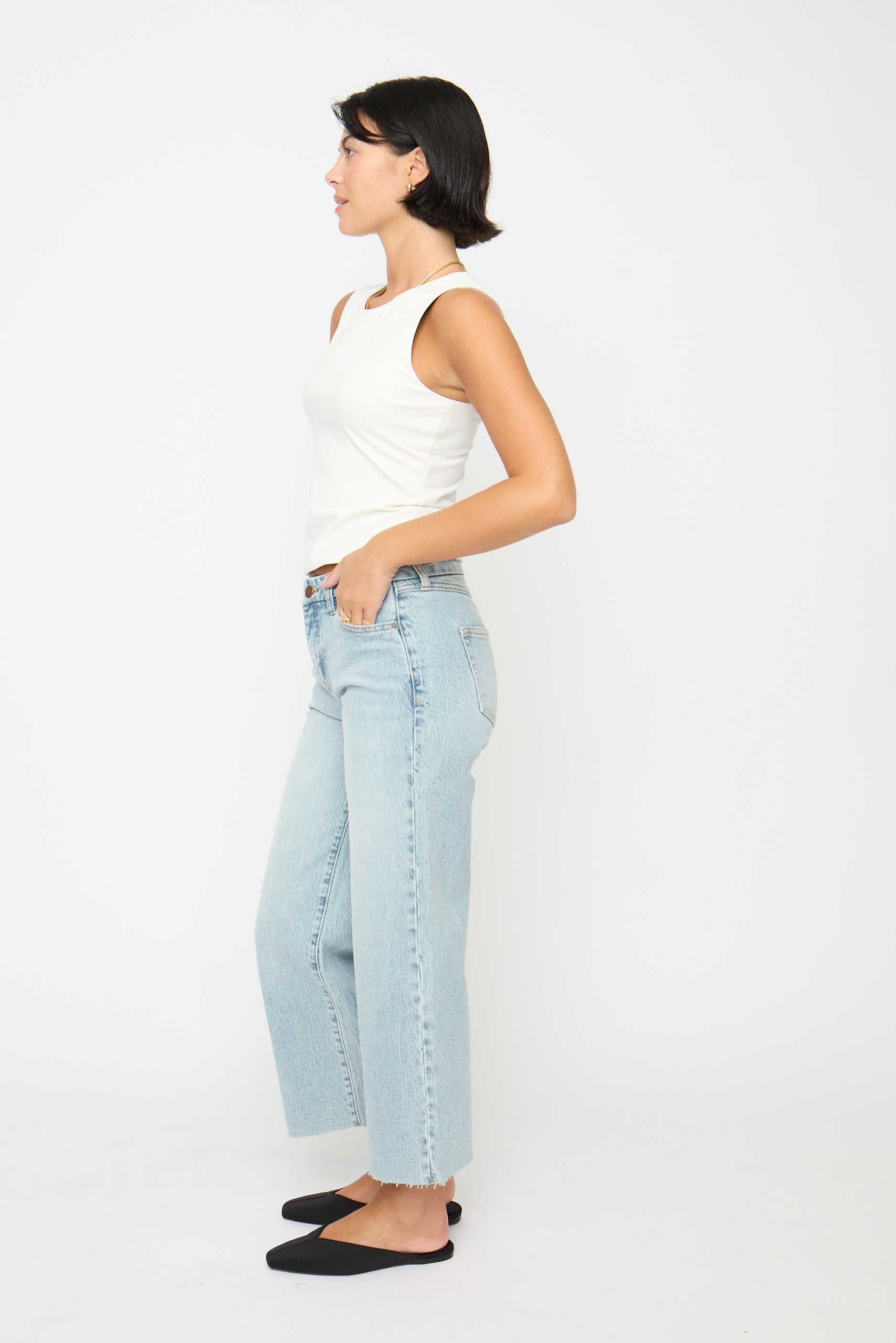 Aberdeen High Rise Wide Leg Light Indigo Worn