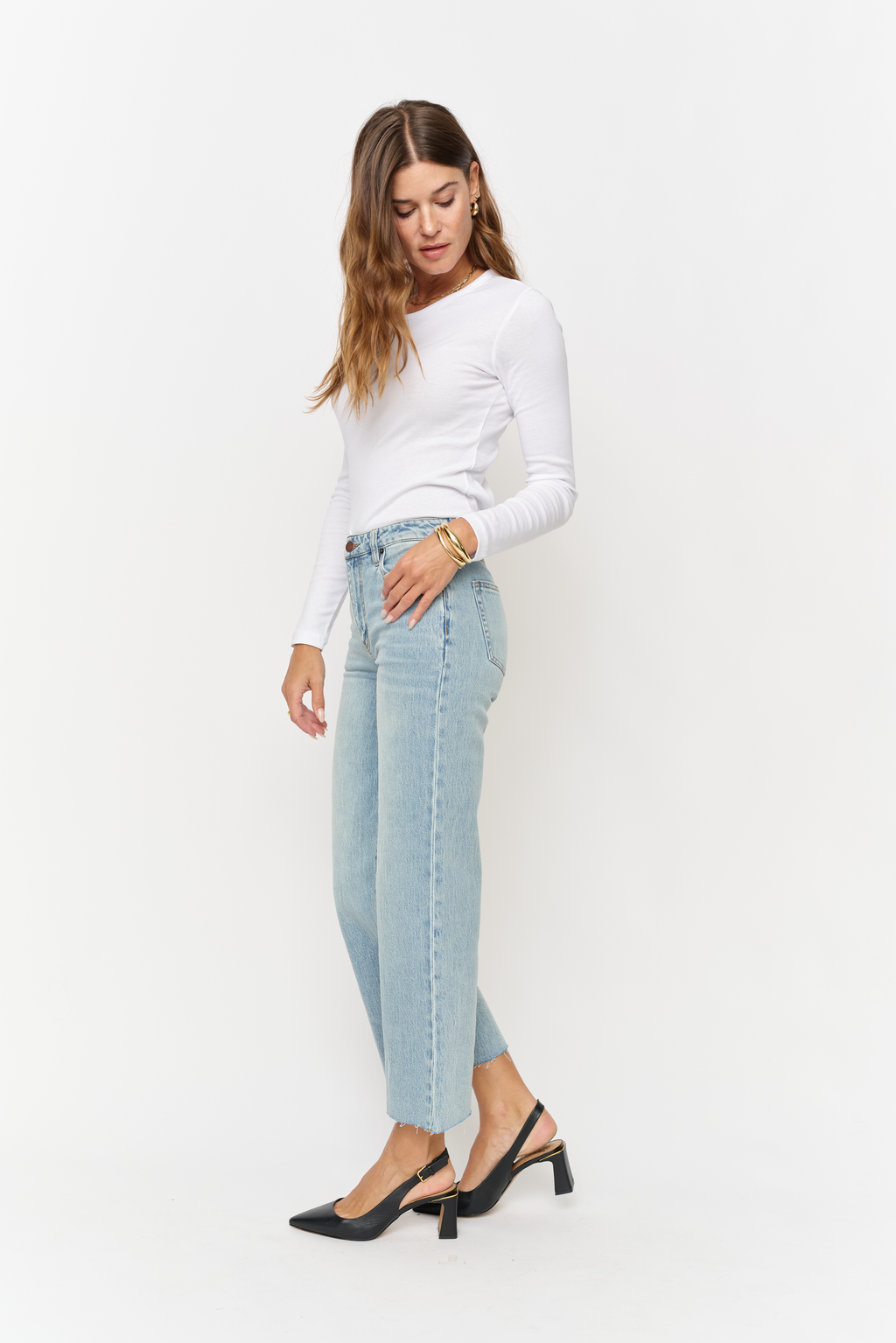 Aberdeen High Rise Wide Leg Light Indigo Worn