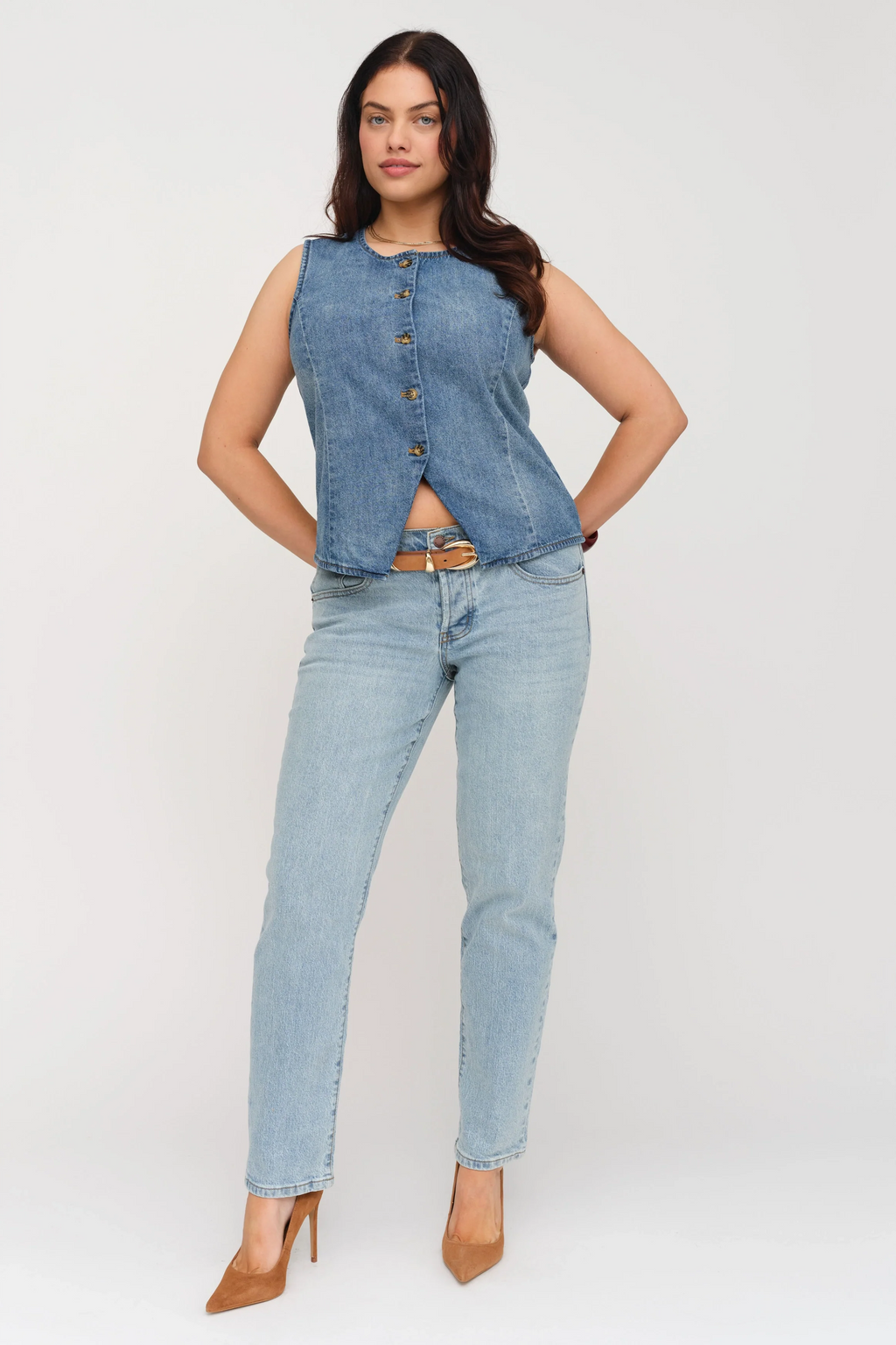 Remmington Button-Up Denim Vest Classic Vintage