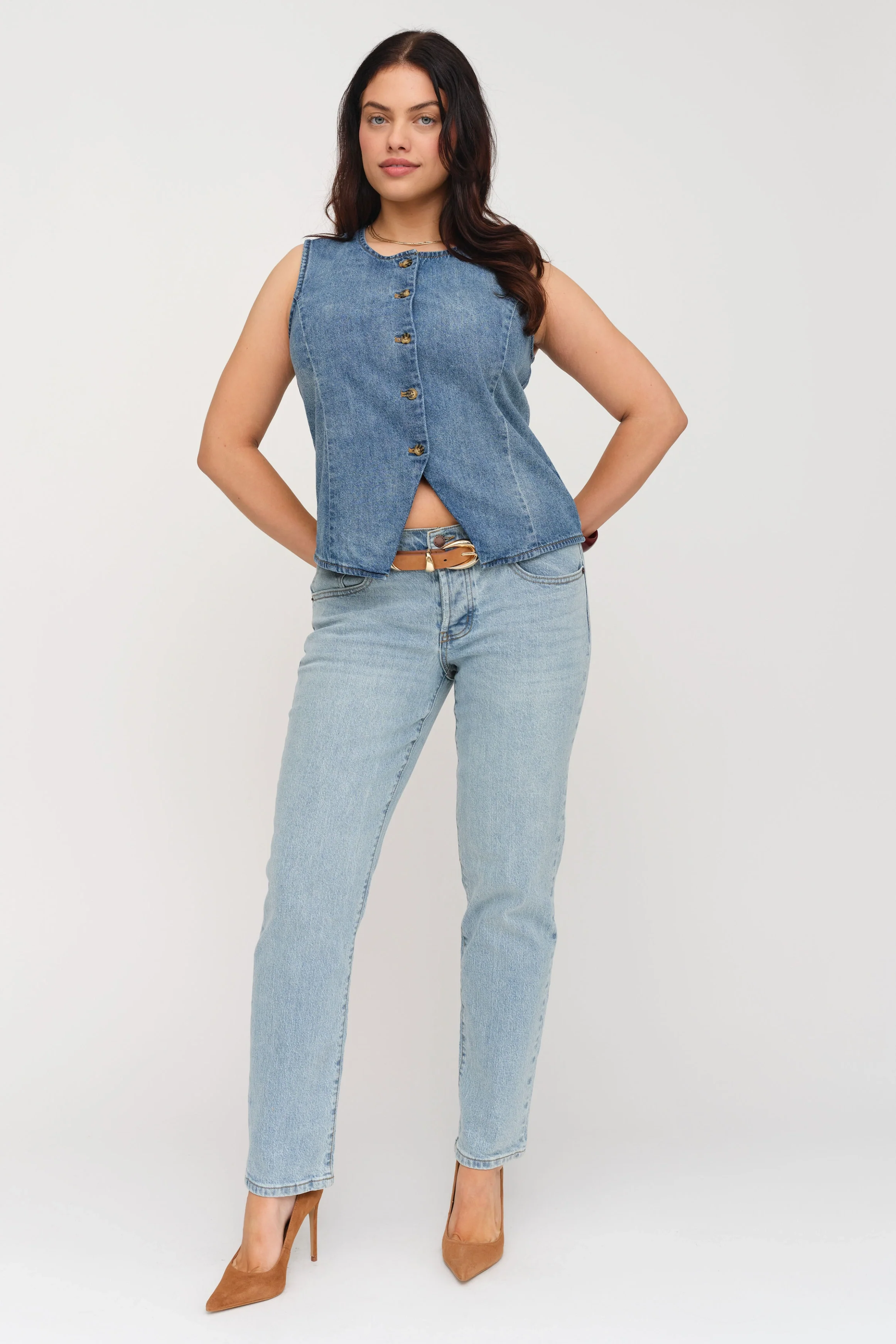 Remmington Button-Up Denim Vest Classic Vintage