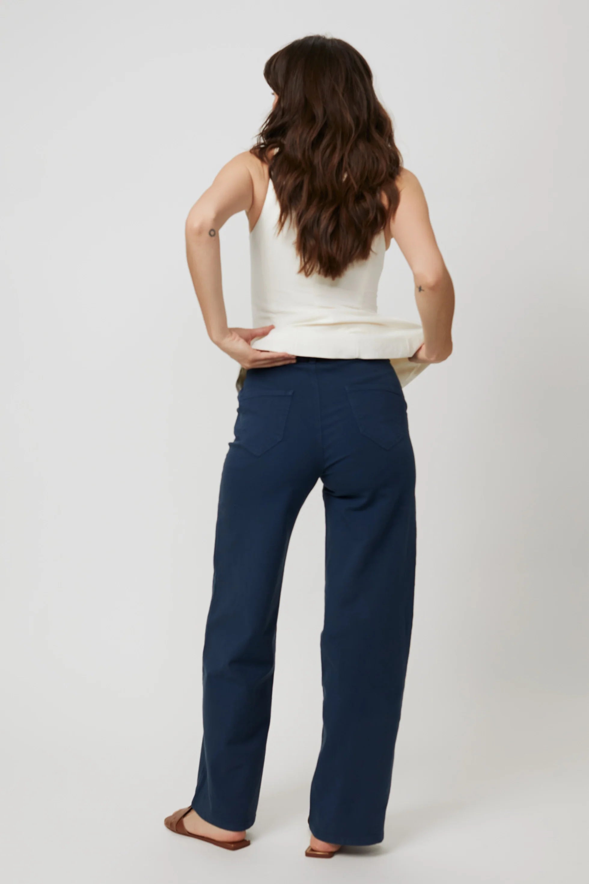 Flora Stretch Trouser Wide Leg High Rise Majolica Blue