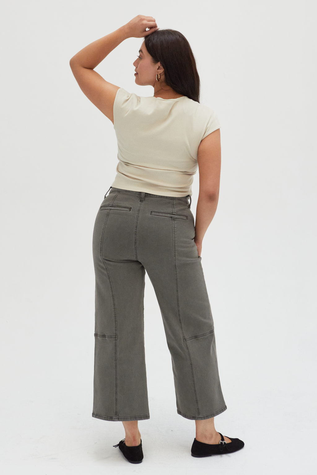 Lawson Wide Leg High Rise Ankle Crop Olive Overdye
