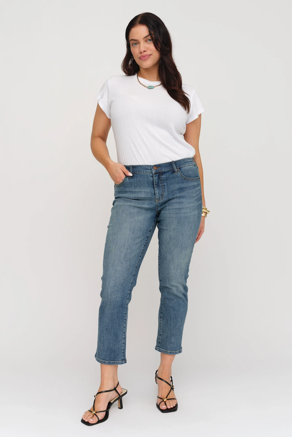 Preston Mid Rise Slim Straight Ankle Sculpt+ Vintage Denim