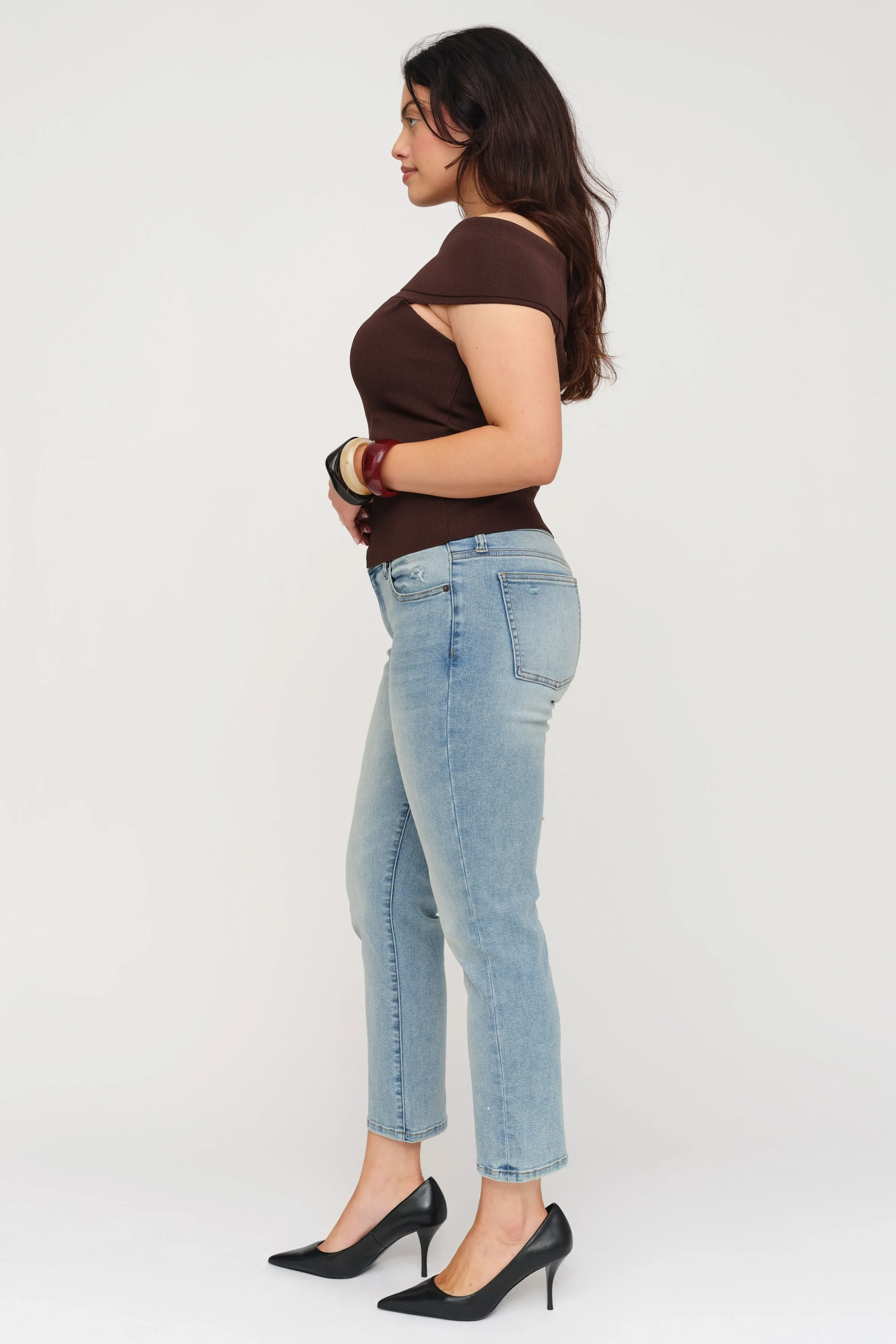 Preston Mid Rise Slim Straight Ankle Sculpt+ Light Worn Vintage