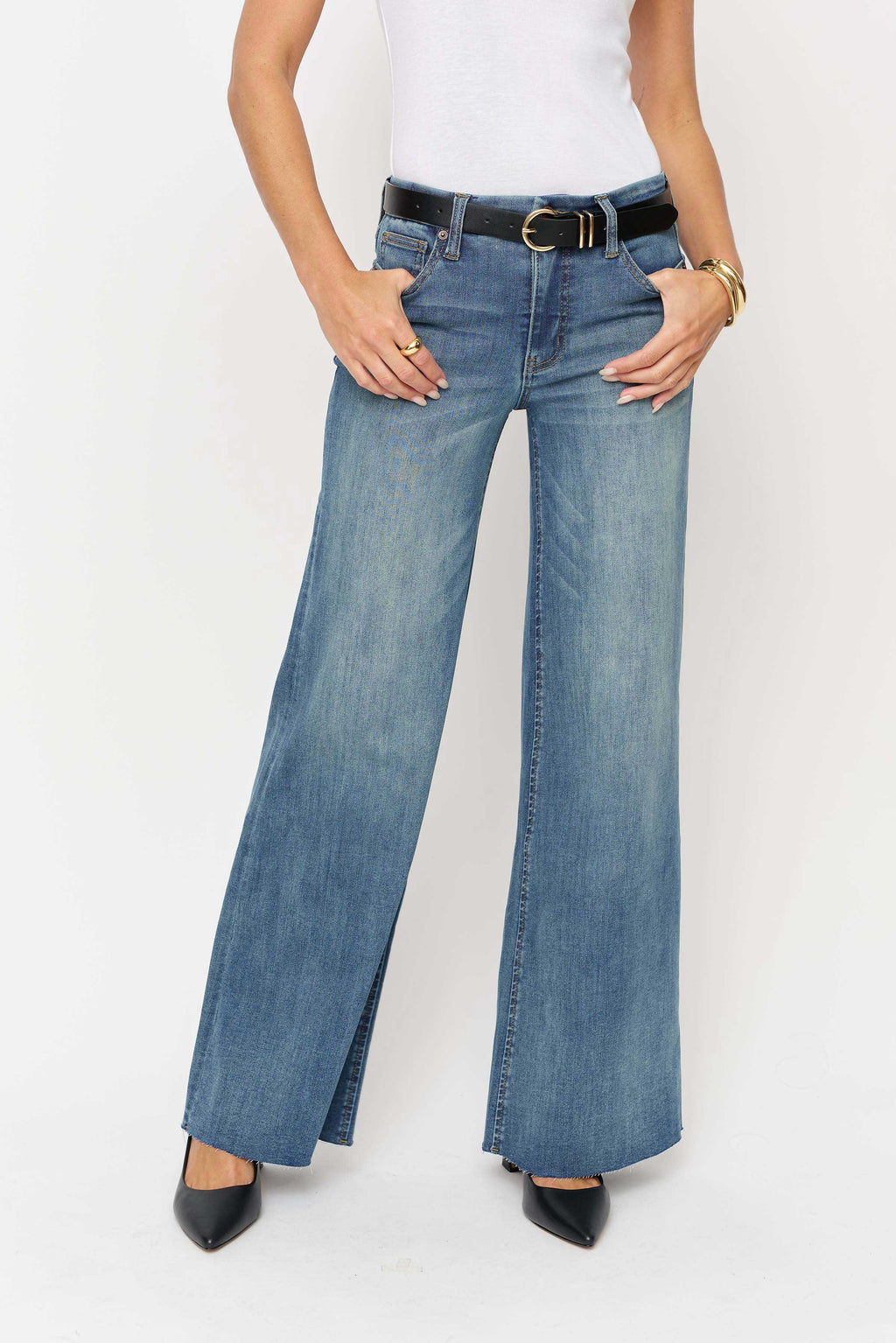 Crawford Mid Rise Fitted Wide Leg Sculpt+ Vintage Denim Indigo