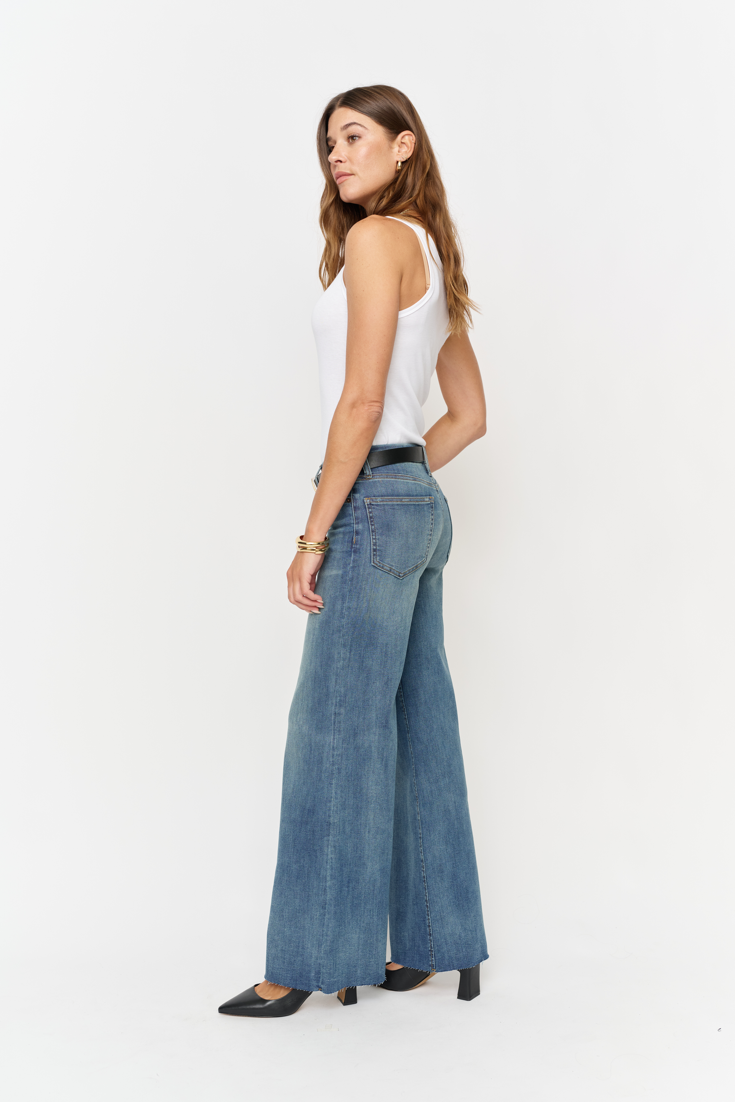 Crawford Mid Rise Fitted Wide Leg Sculpt+ Vintage Denim Indigo