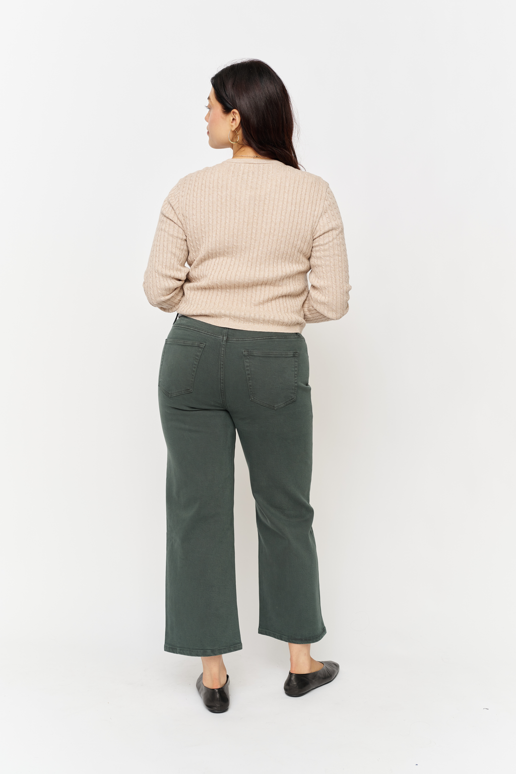 Addington Mid Rise Wide Leg Crop Sculpt+ Pine Overdye