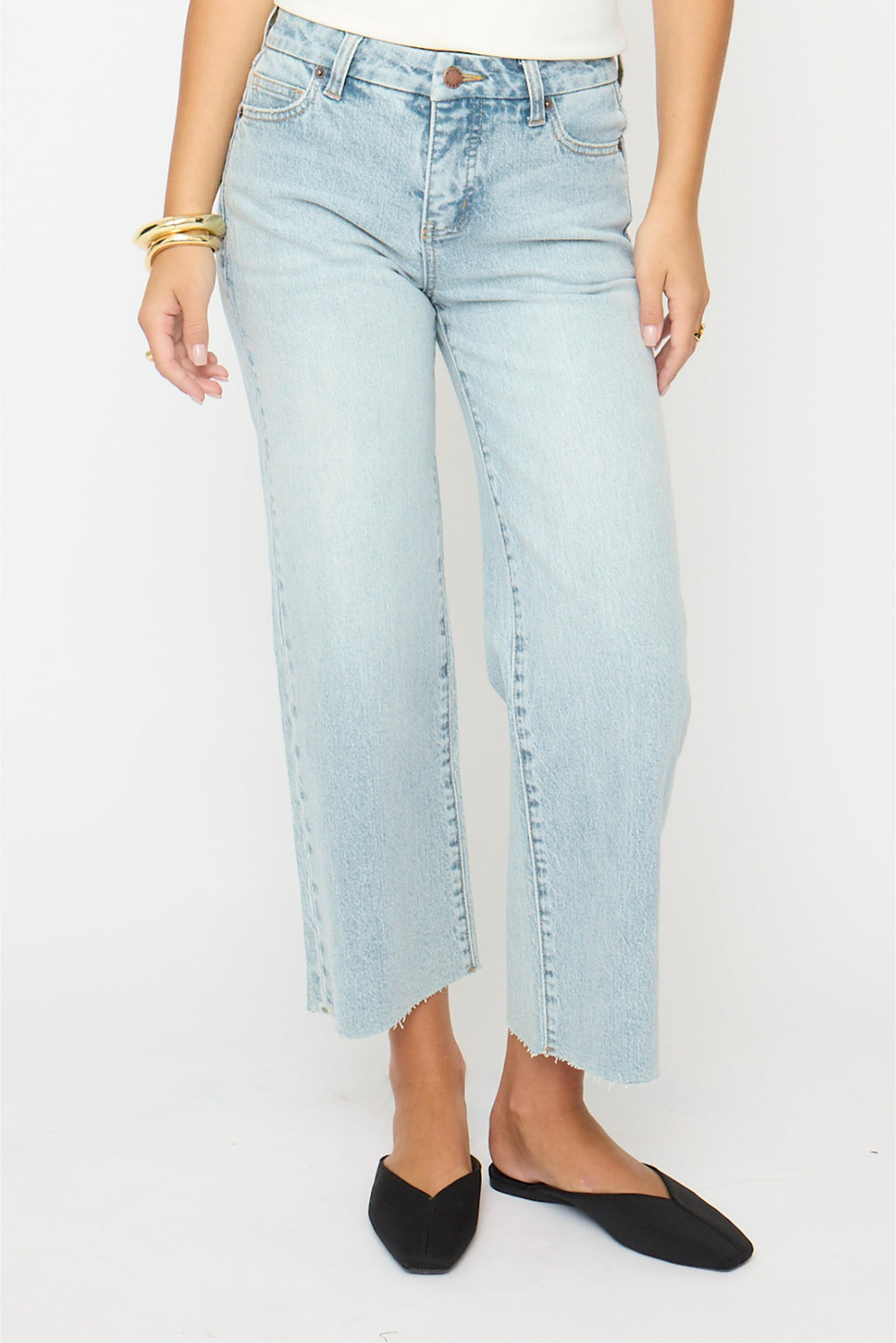 Aberdeen High Rise Wide Leg Light Indigo Worn