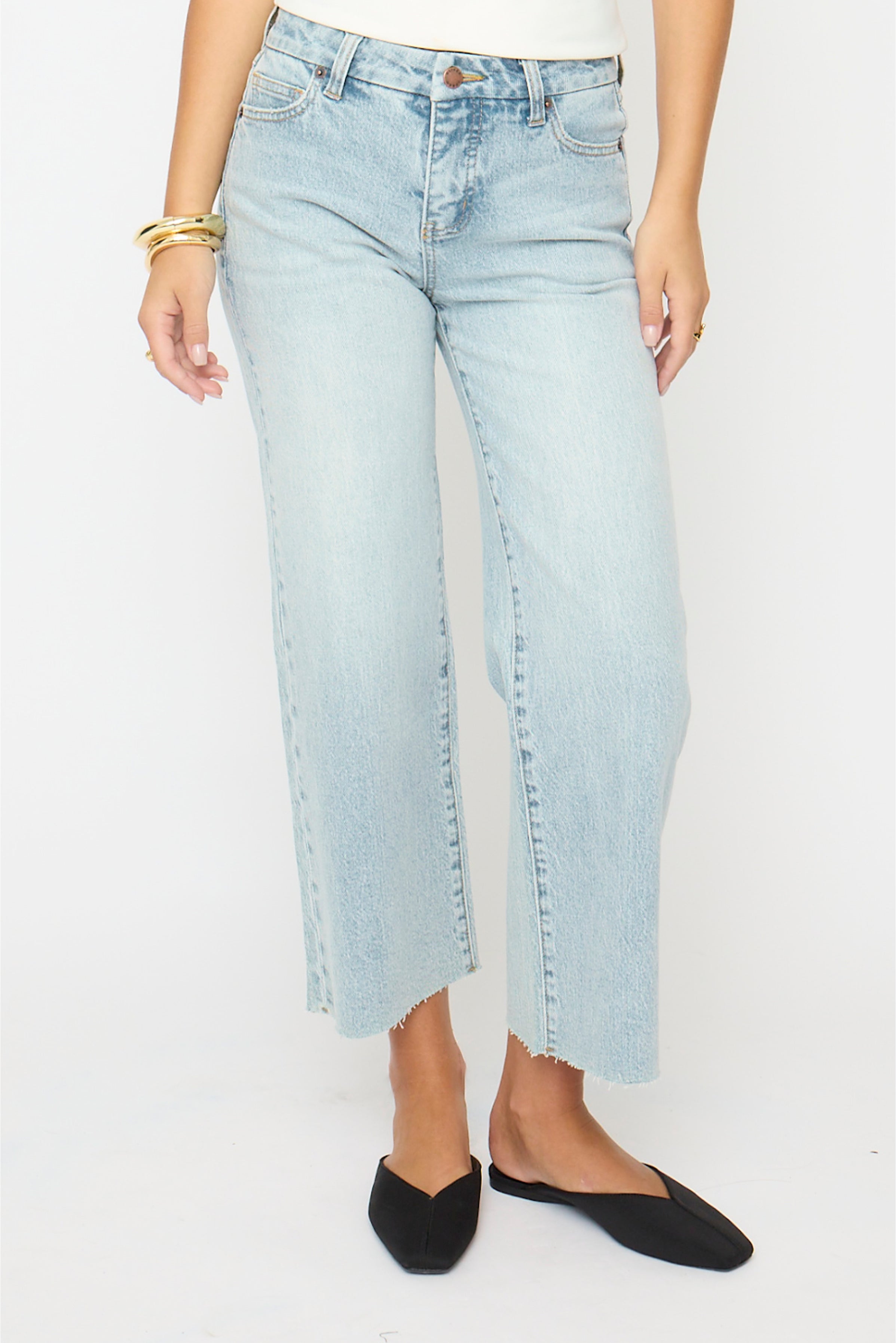 Aberdeen High Rise Wide Leg Light Indigo Worn