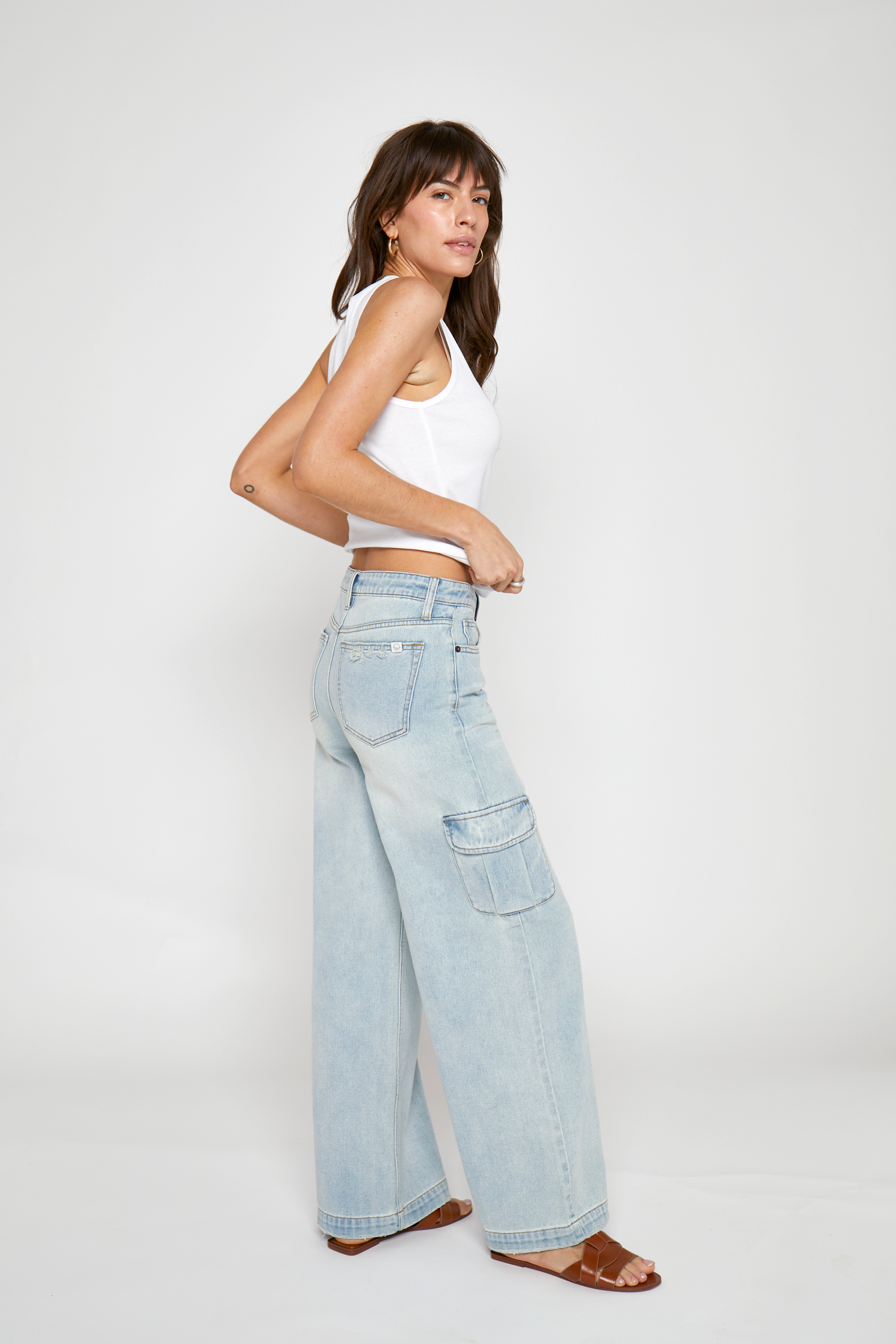 Madison Cargo Mid Rise Wide Leg Hotel California