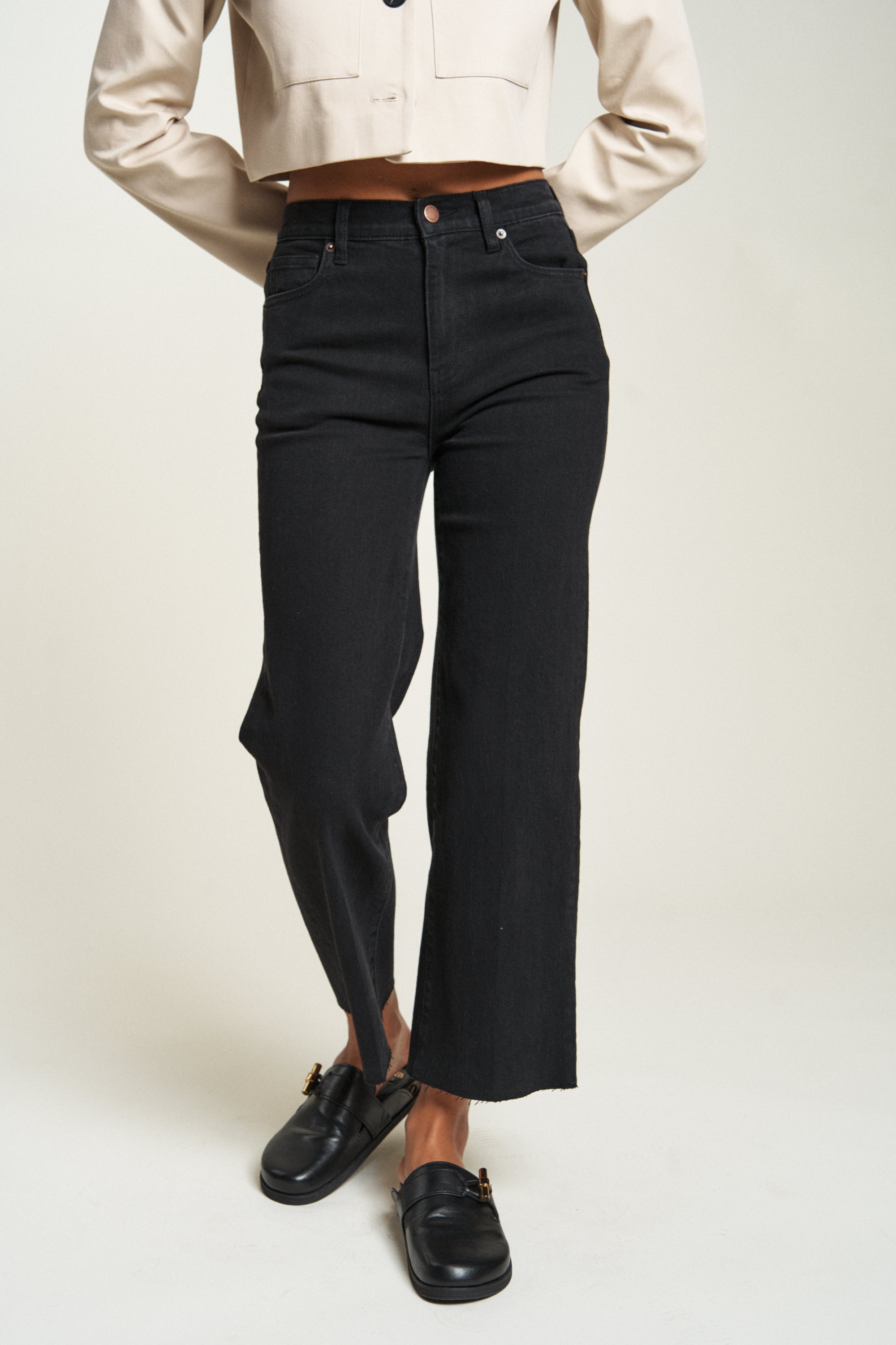 Aberdeen High Rise Wide Leg Crop Black