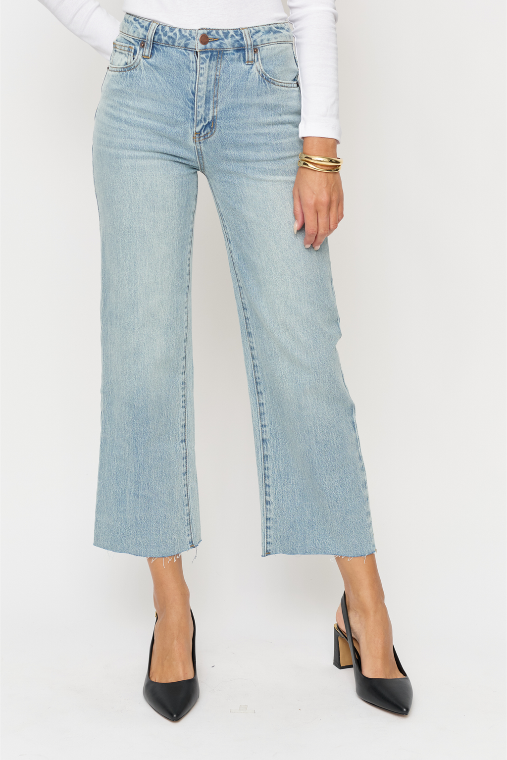 Aberdeen High Rise Wide Leg Light Indigo Worn