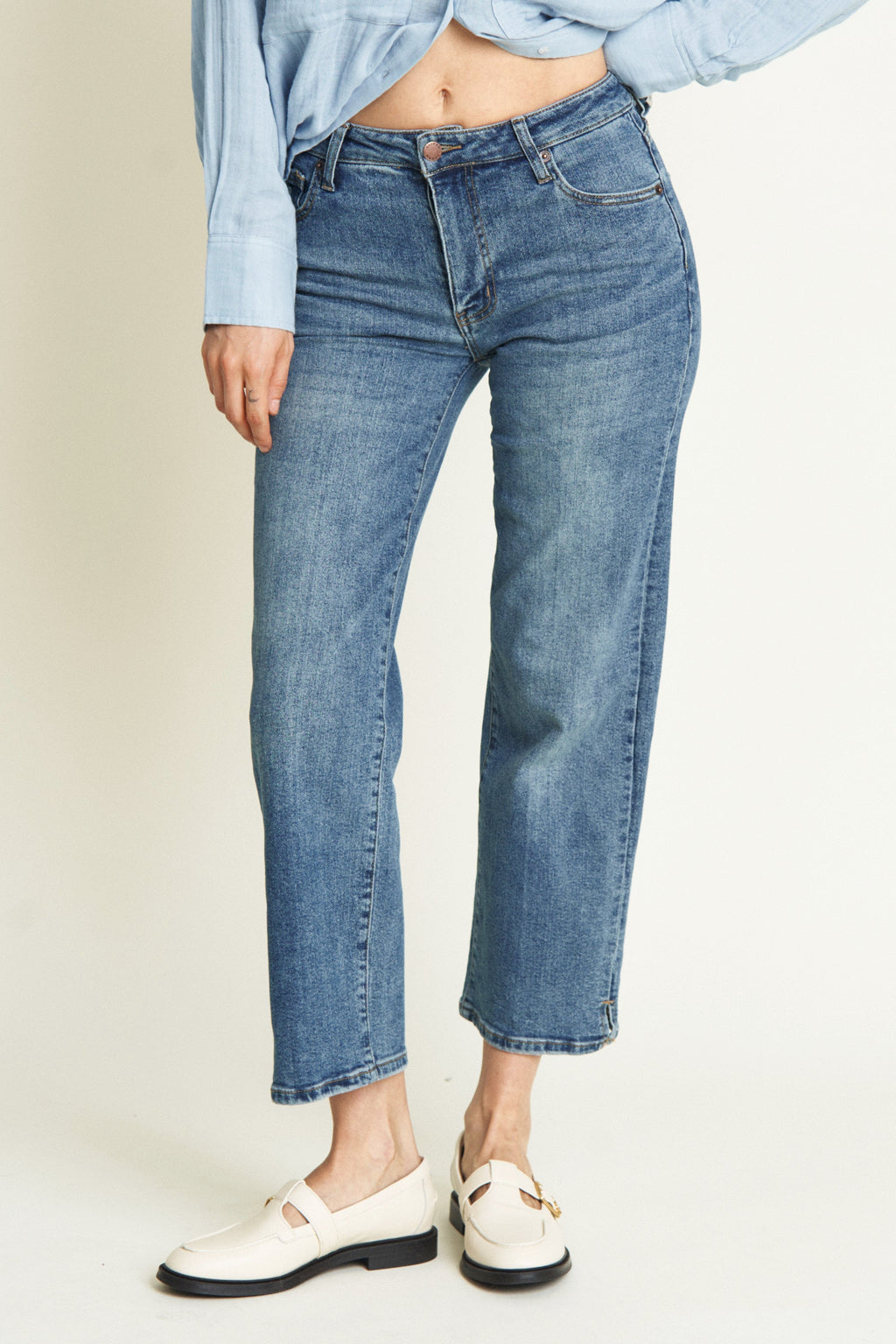 Addington Mid Rise Wide Leg Crop Vintage Worn