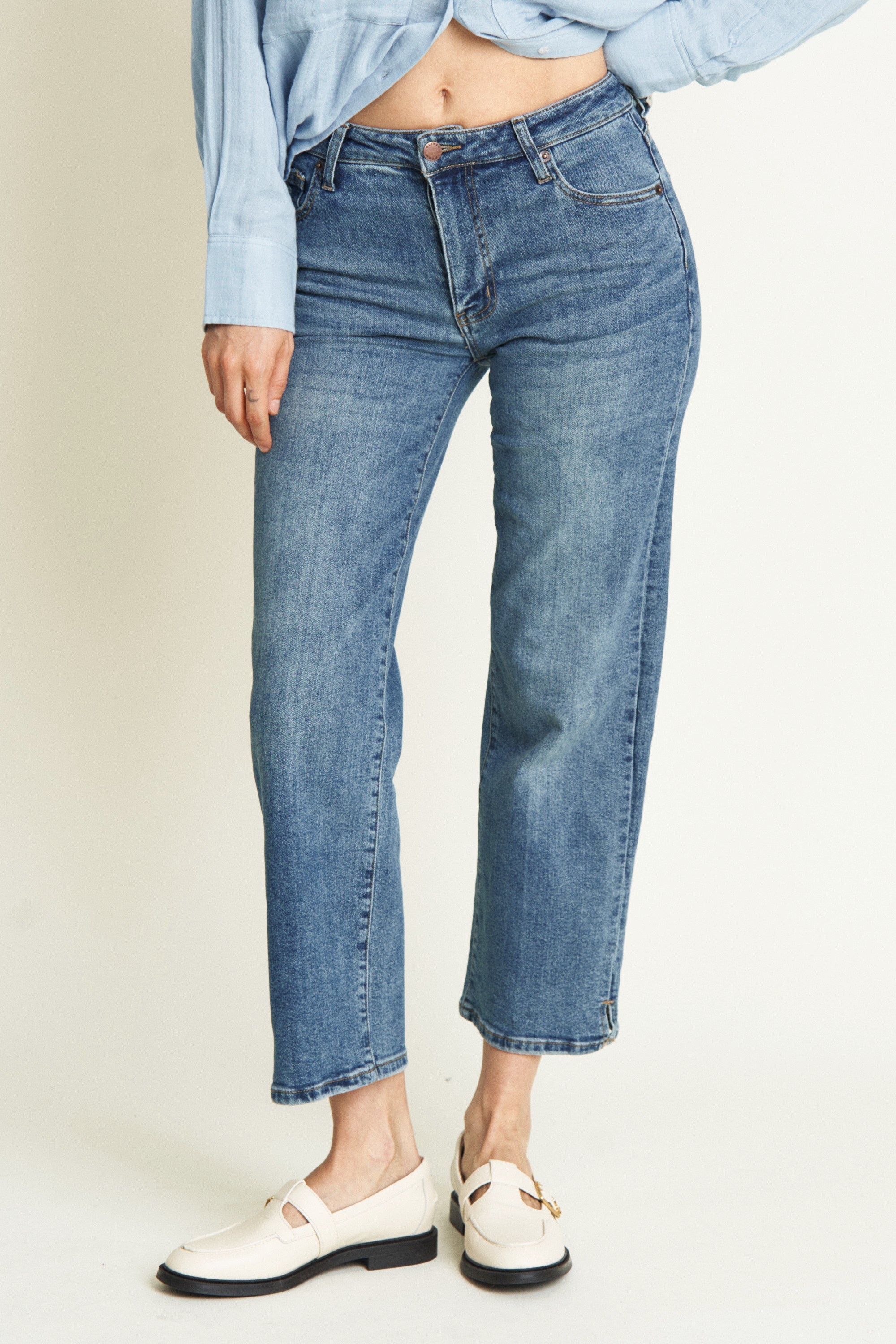Addington Mid Rise Wide Leg Crop Vintage Worn